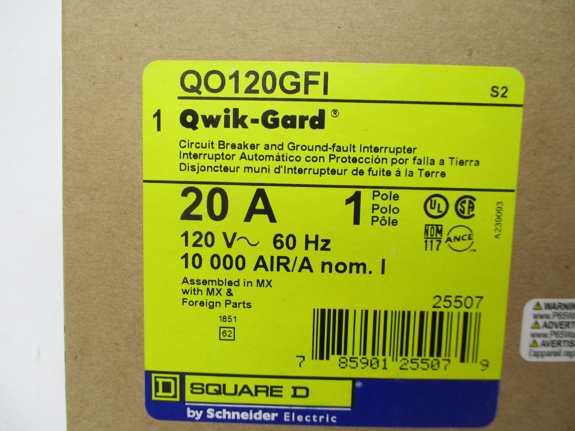 SQUARE D QOB120GFI 20A 120V NSMP