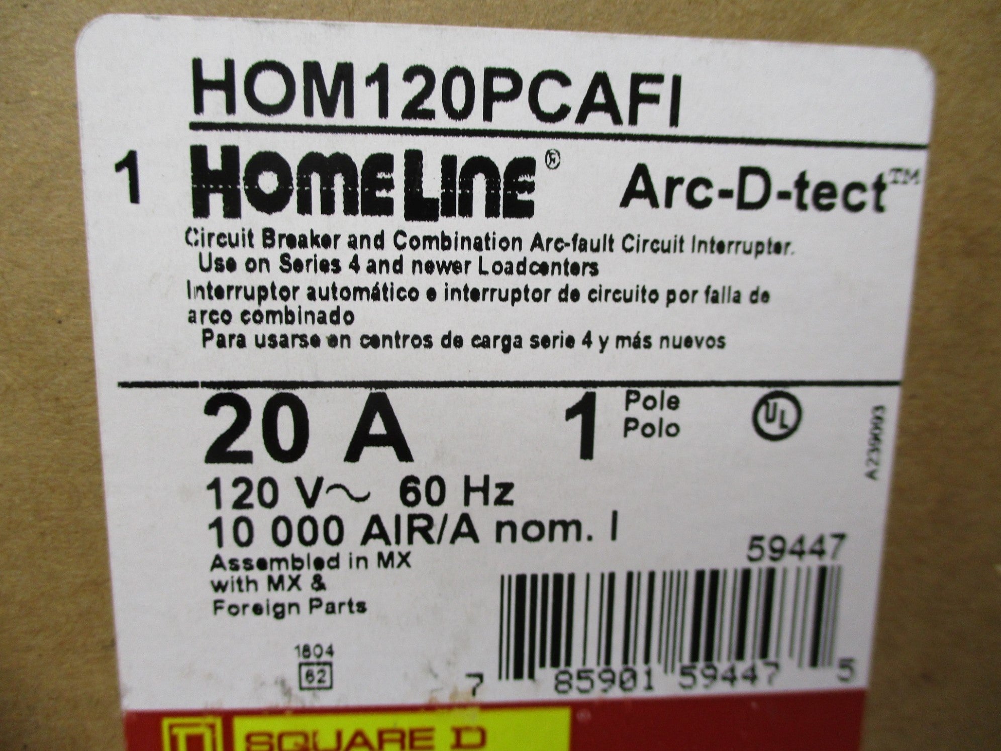 SQUARE D HOM120PCAFI 20A 120V NSMP