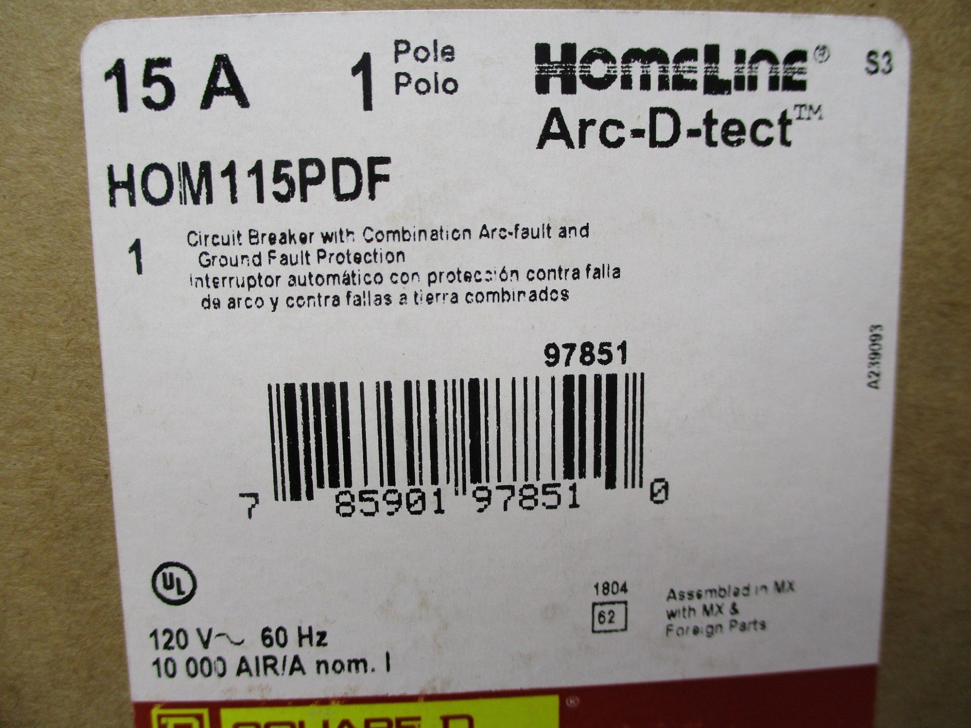 SQUARE D HOM115PDF 15A 120V NSMP