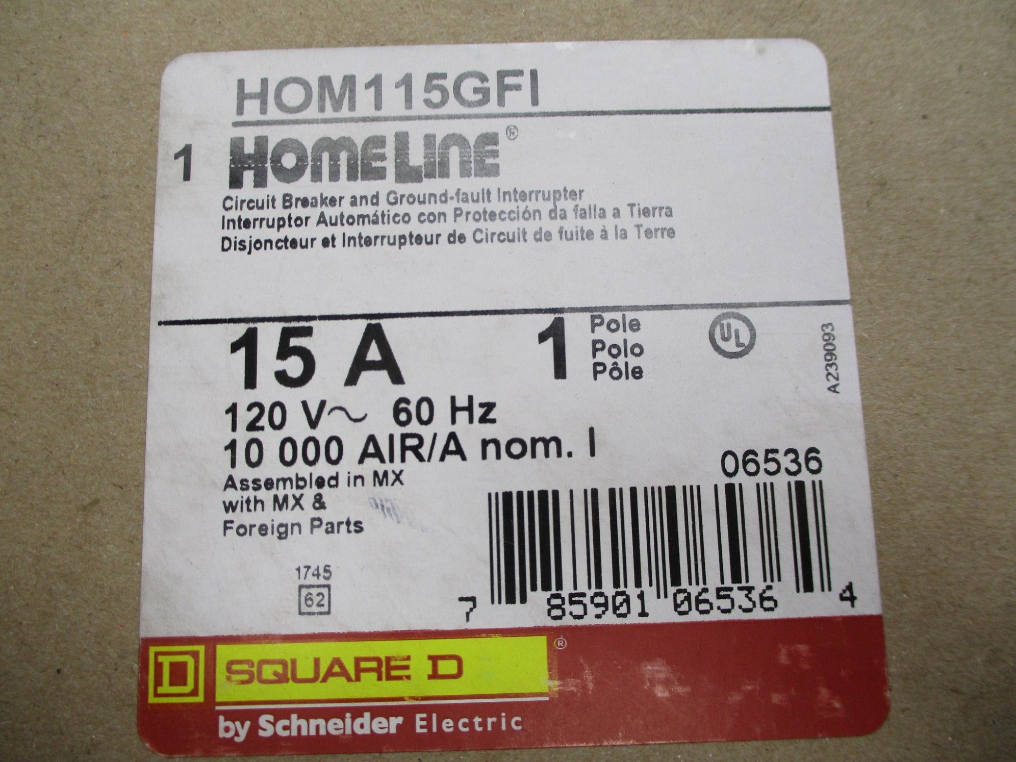 SQUARE D HOM115GFI 15A 120V NSMP