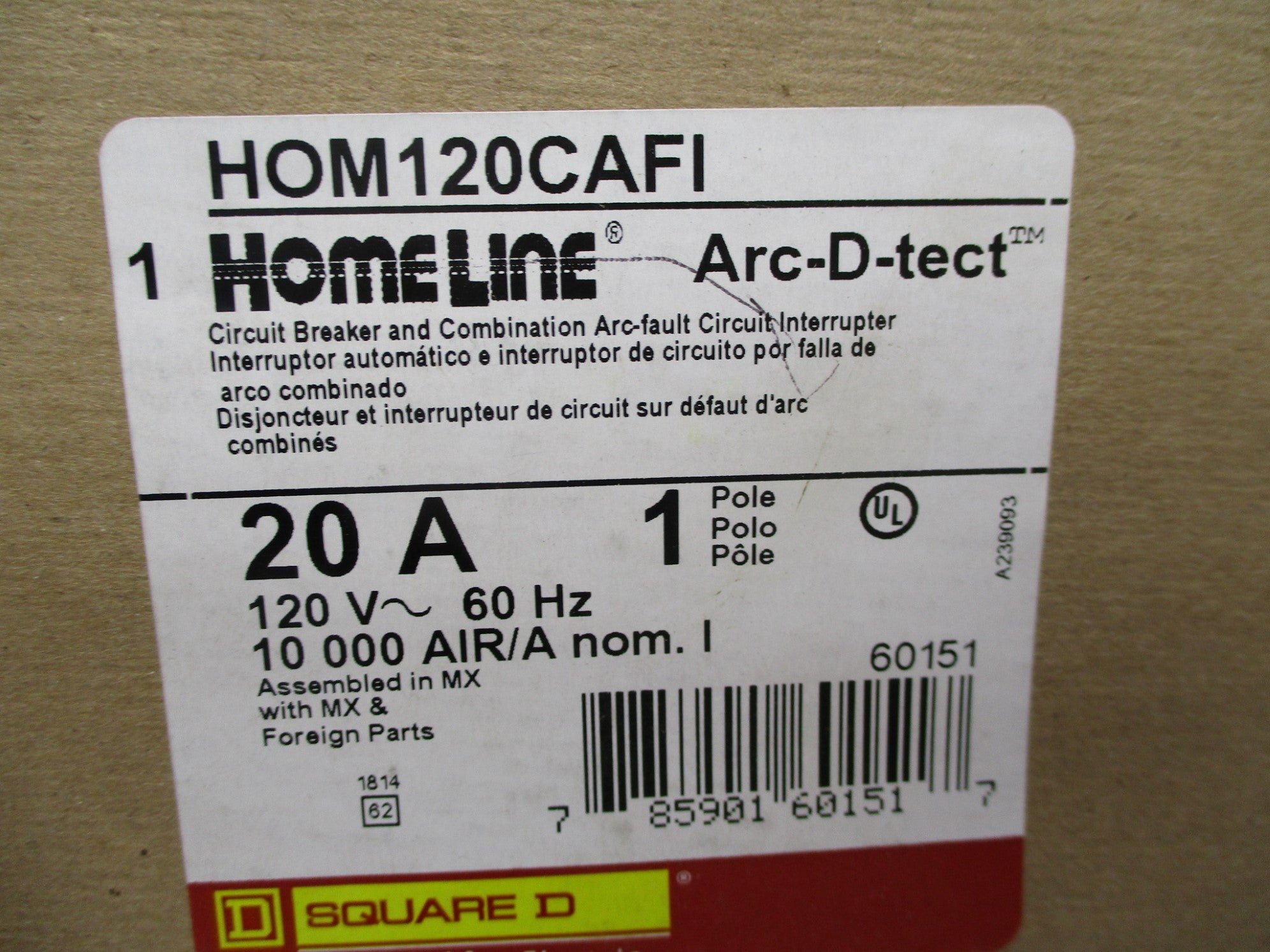 SQUARE D HOM120CAFI 20A 120V NSMP