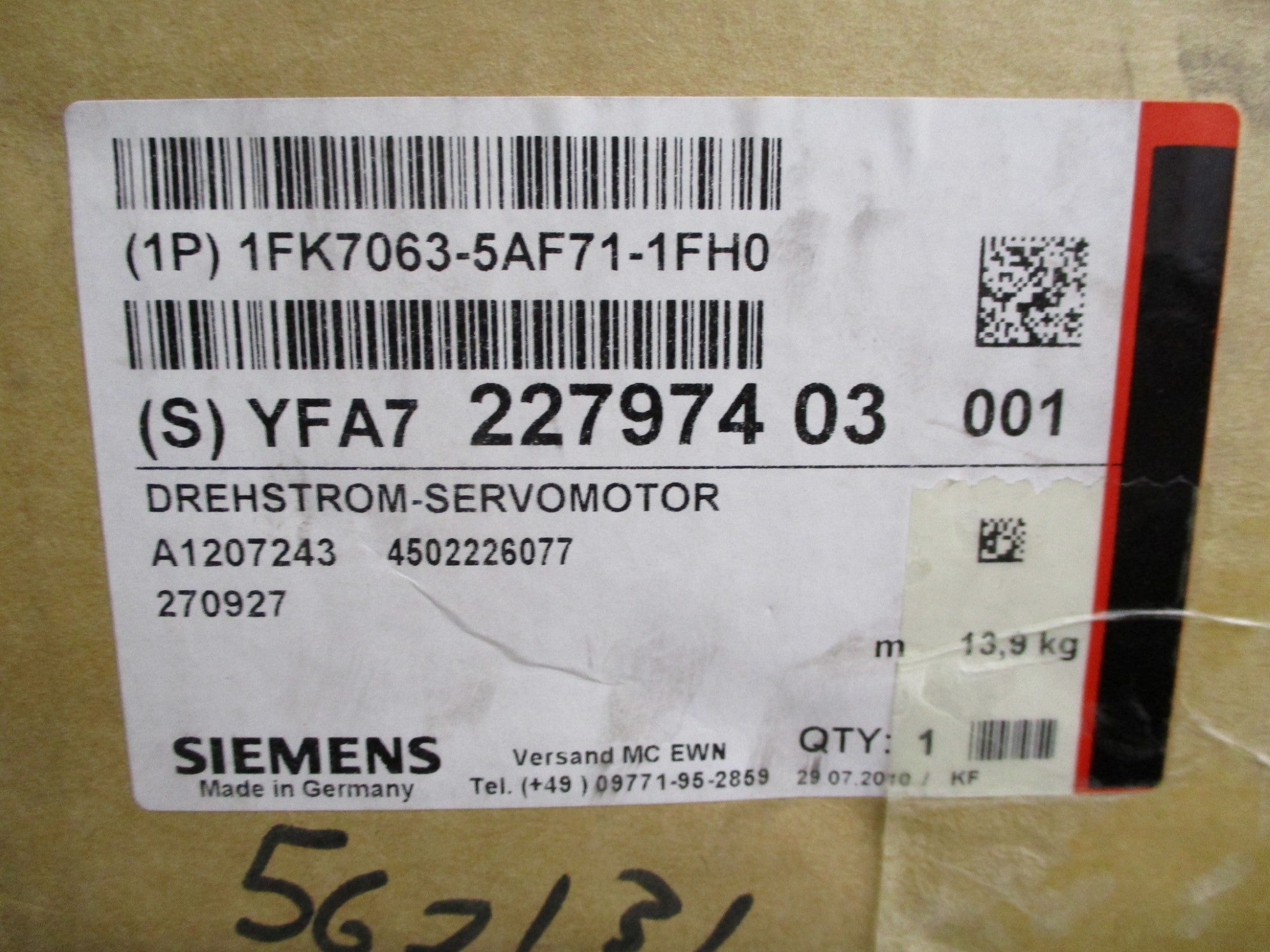 SIEMENS 1FK7063-5AF71-1FH0 NSMP