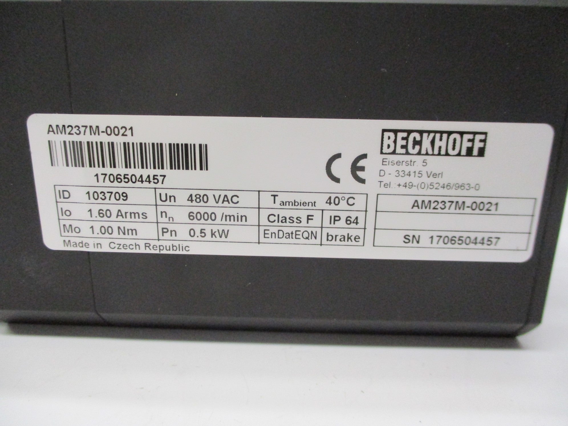 BECKOFF AM237M-0021 480VAC NSMP