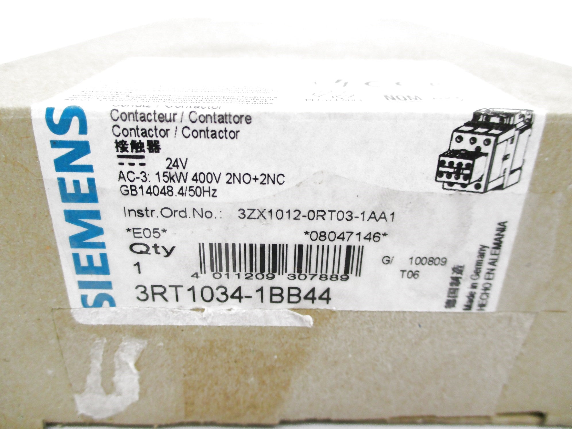 SIEMENS 3RT1034-1BB44 (AS PICTURED) NSMP
