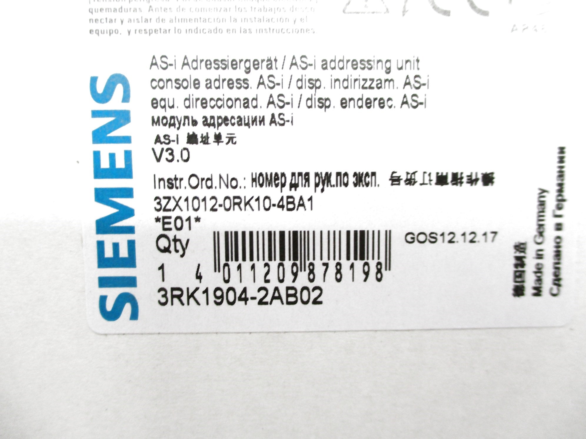SIEMENS 3RK19042AB02 NSMP