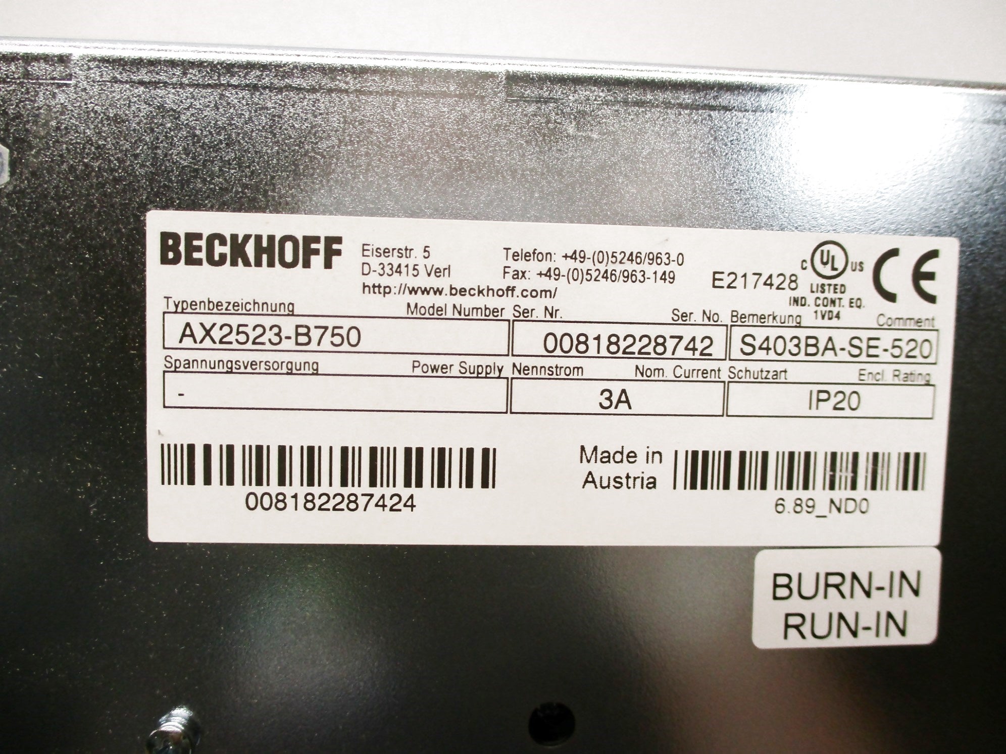 BECKHOFF AX2523-B750 NSMP