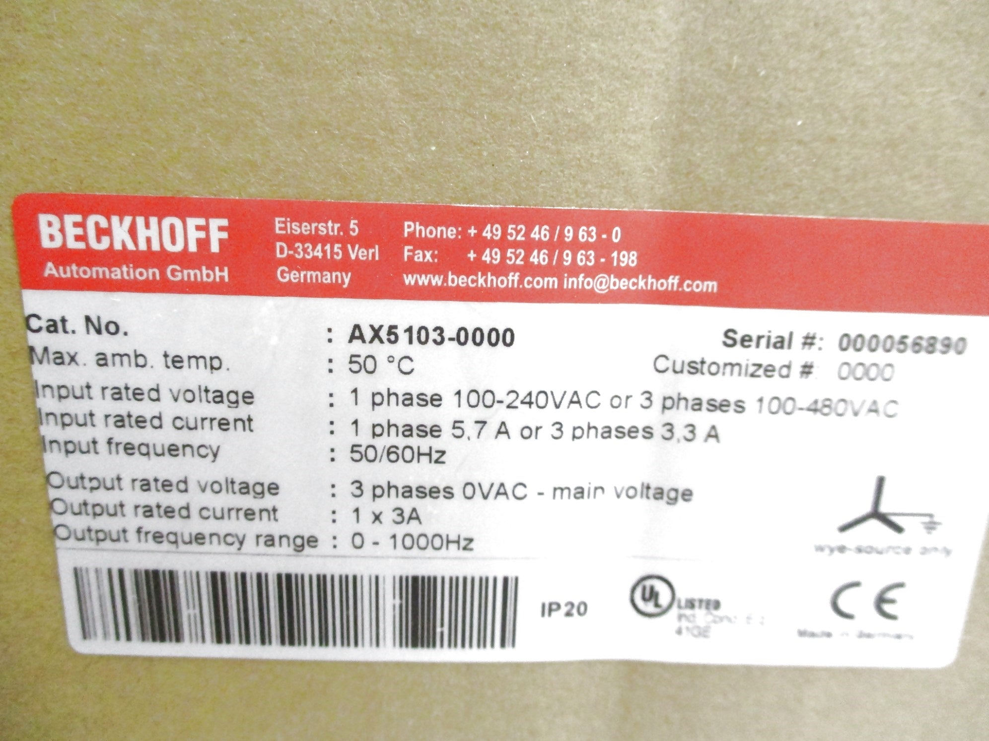BECKHOFF AX5103-0000 NSMP