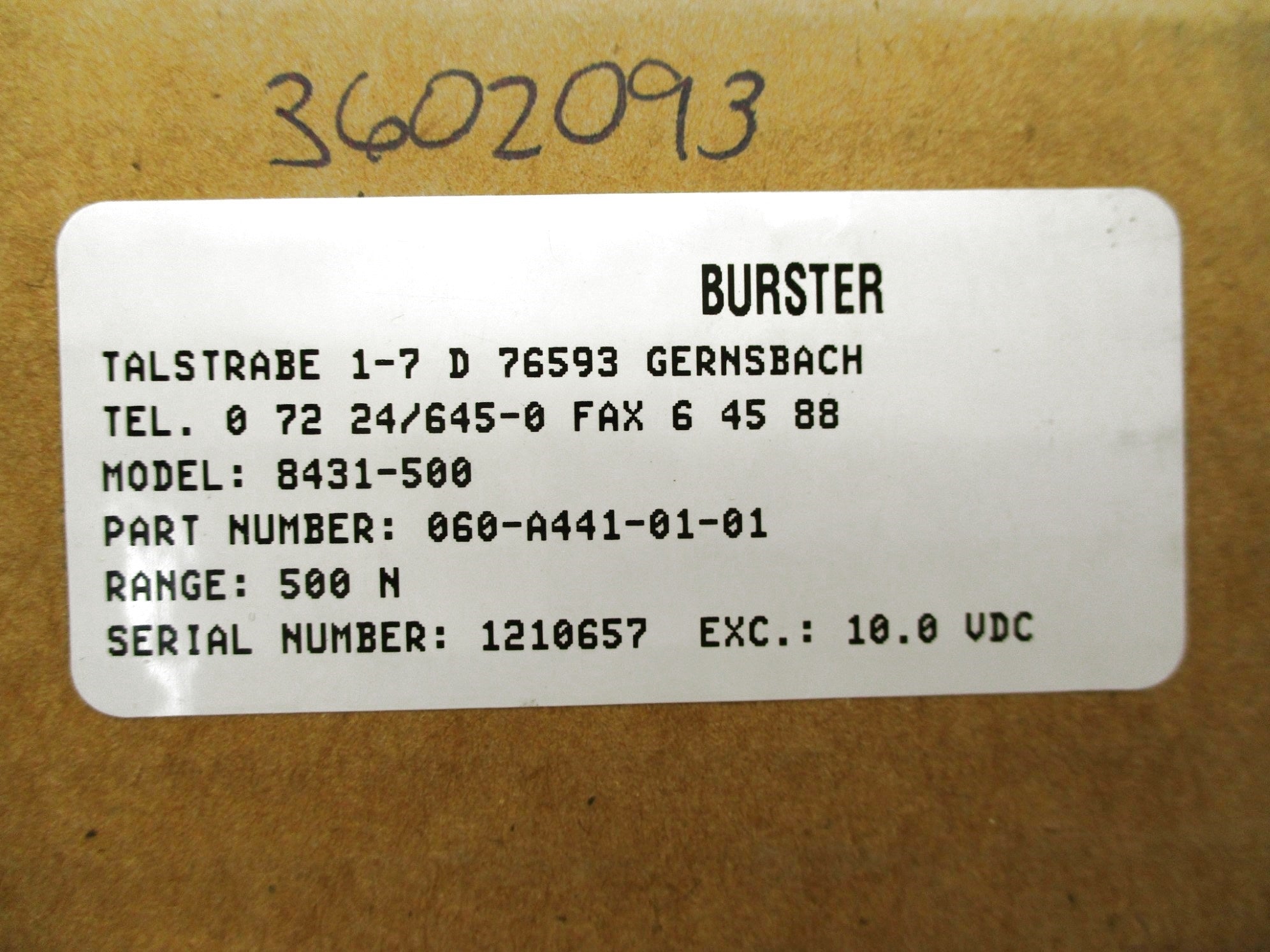 BURSTER 8431-500 060-A441-01-01 NSMP
