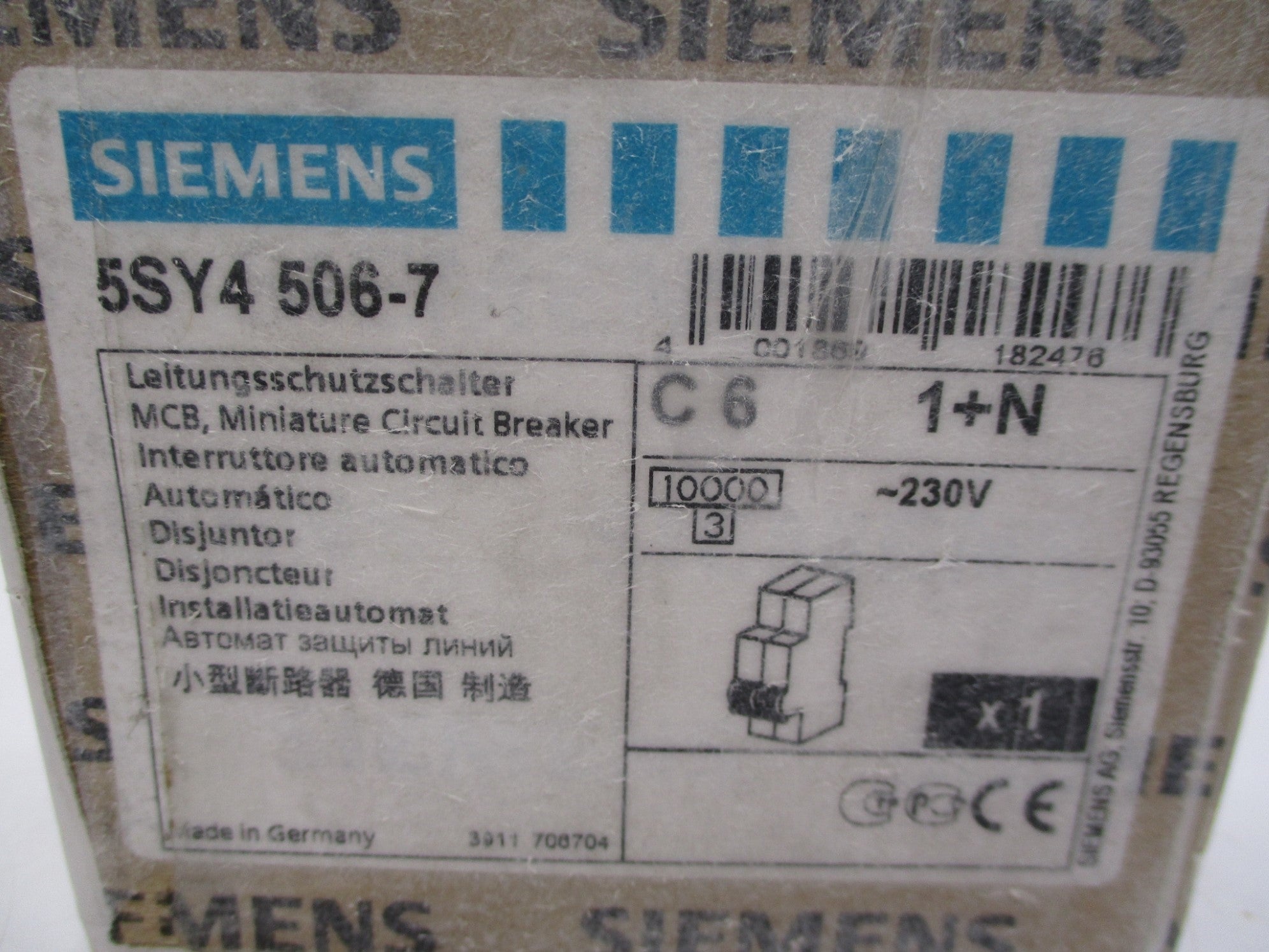 SIEMENS 5SY4506-7 C6A 230V NSMP