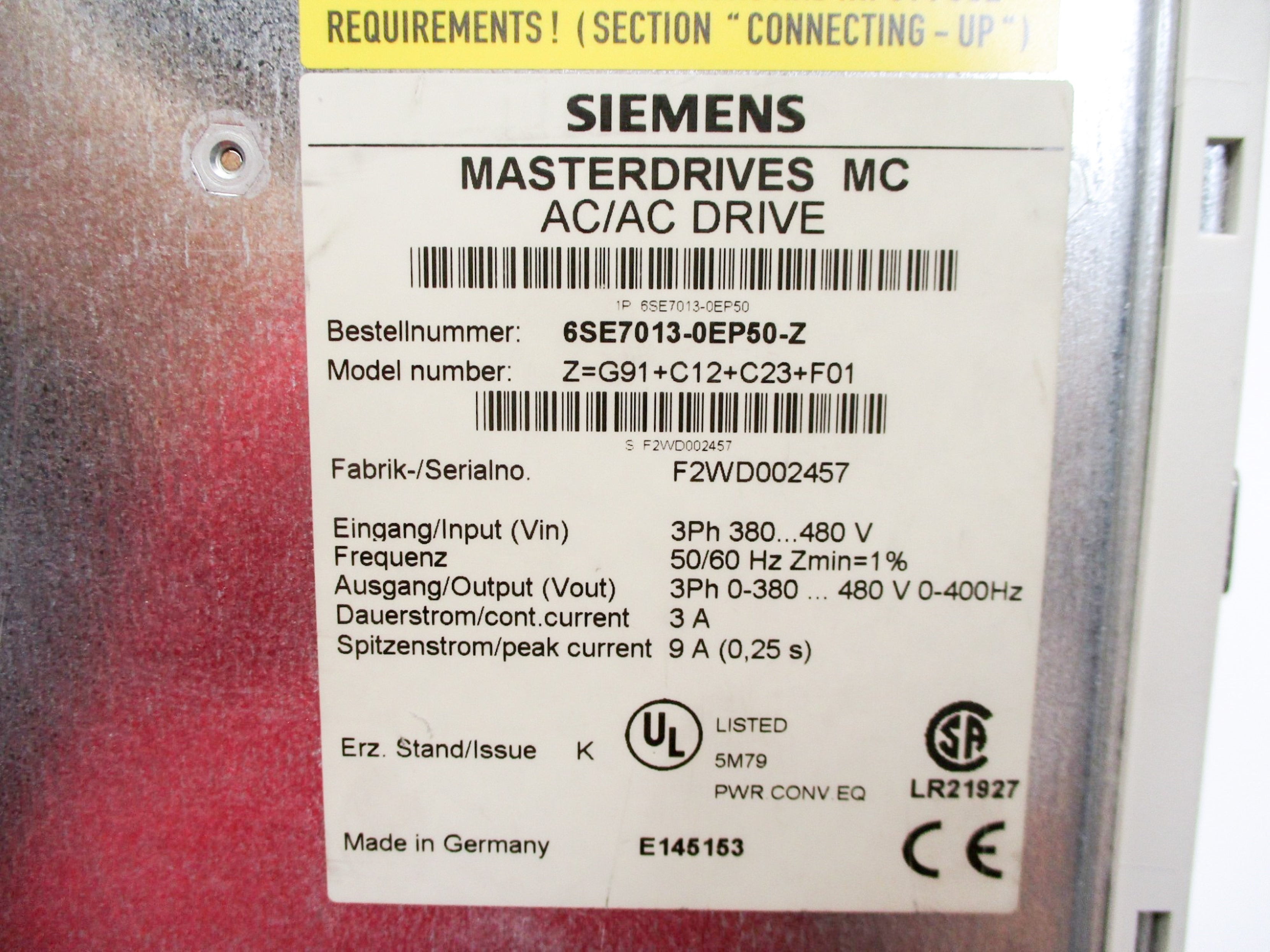 SIEMENS 6SE7013-0EP50-Z UNMP