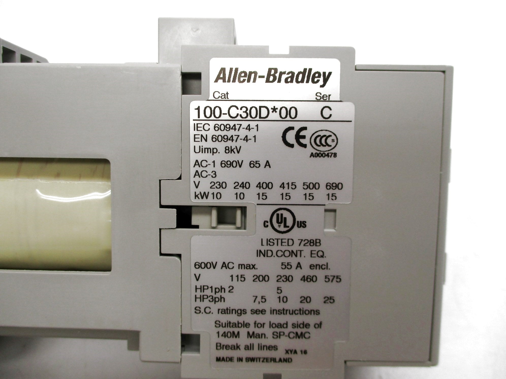 ALLEN BRADLEY 100-C30DJ00 SER. C 24VDC (WH) NSMP