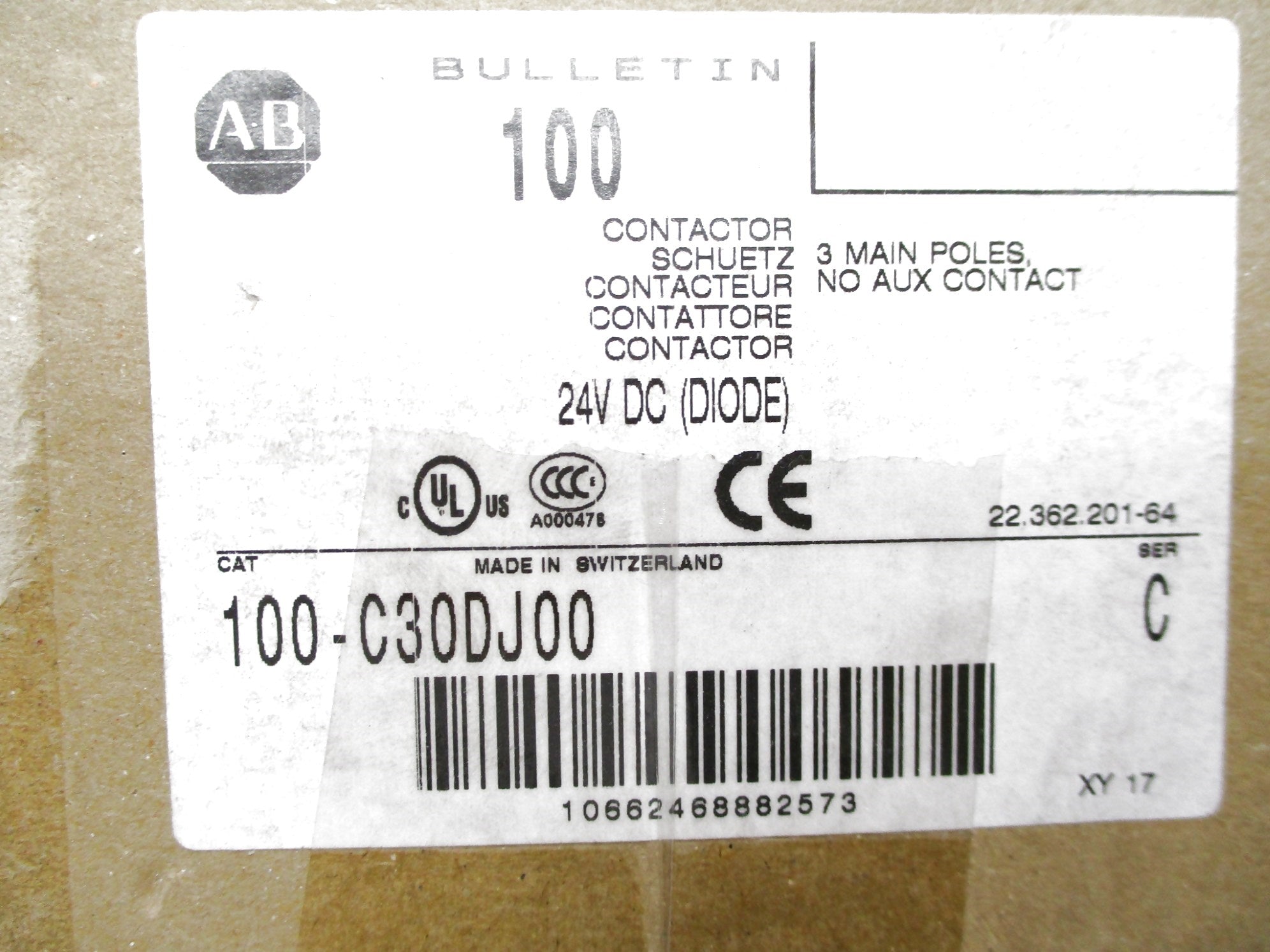 ALLEN BRADLEY 100-C30DJ00 SER. C 24VDC (WH) NSMP