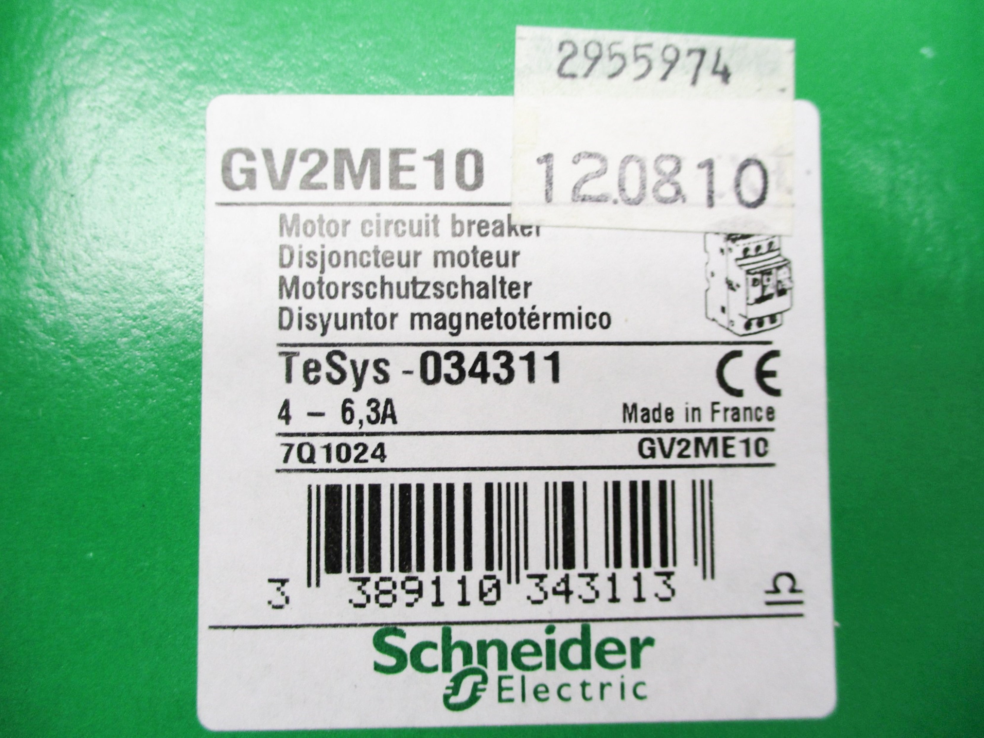 SCHNEIDER ELECTRIC GV2ME10 6-6.3A NSMP