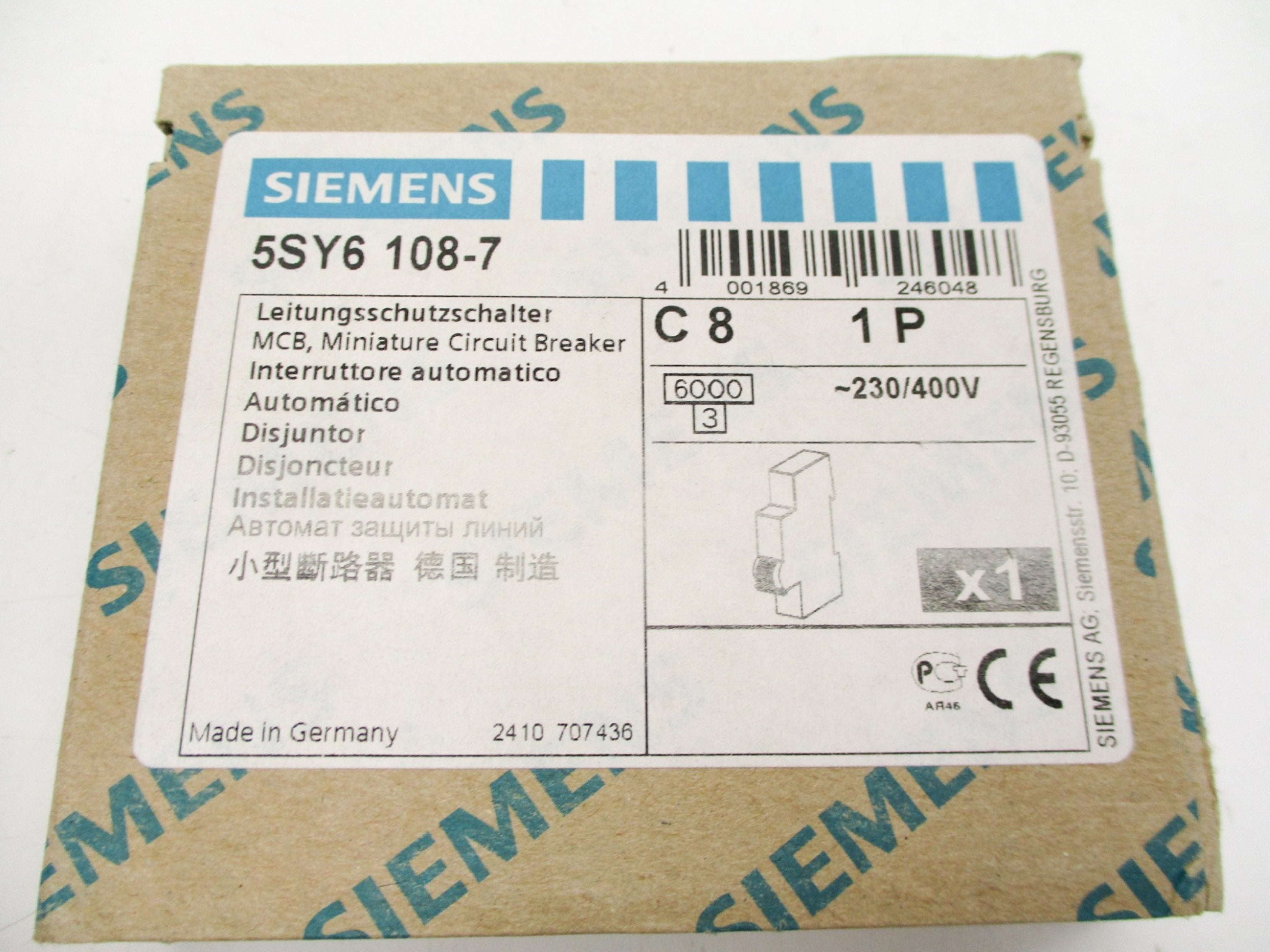 SIEMENS 5SY6108-7 8A 230/400V NSMP