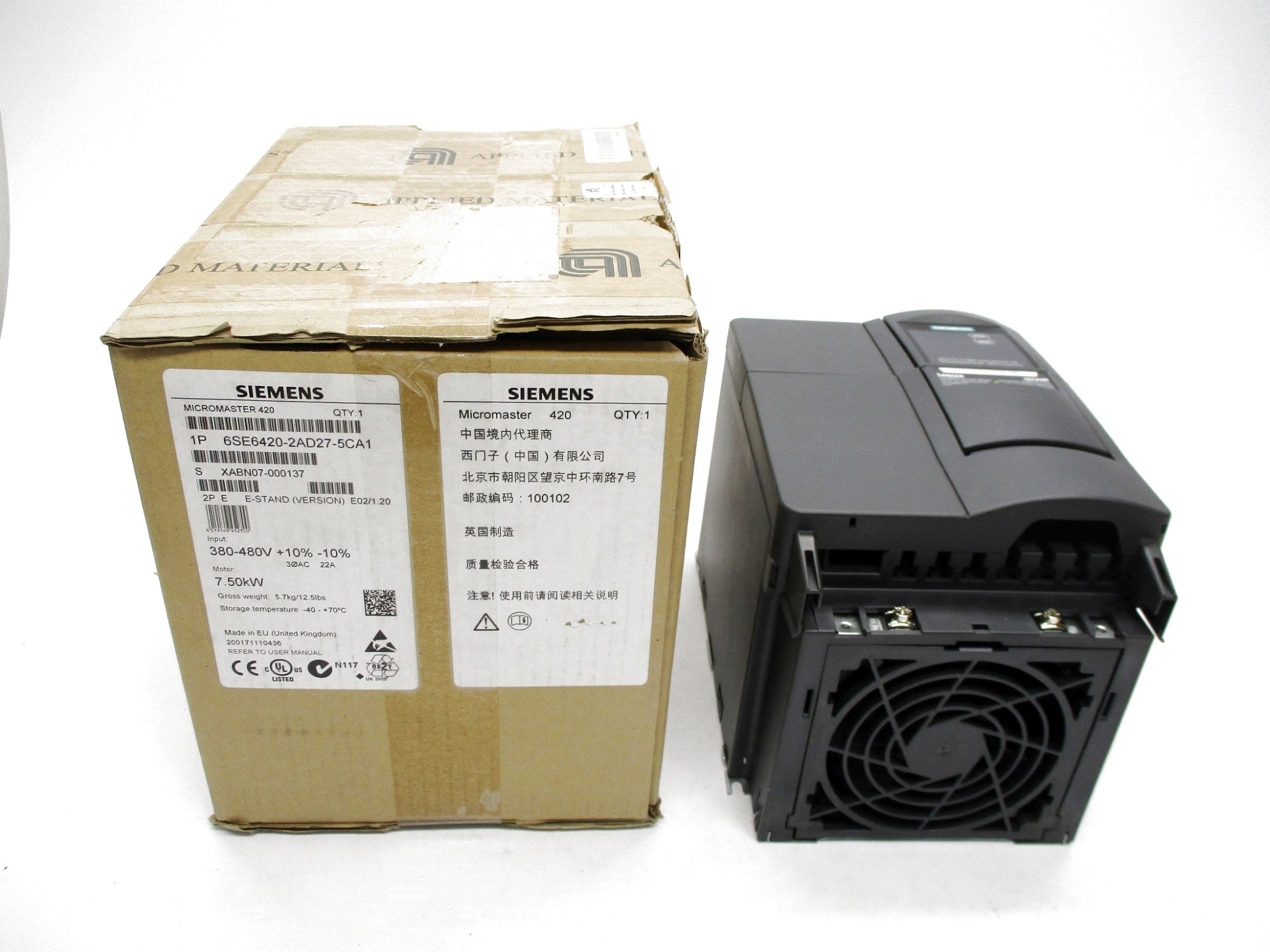 SIEMENS 6SE6420-2AD27-5CA1 380-480VAC 22A NSMP