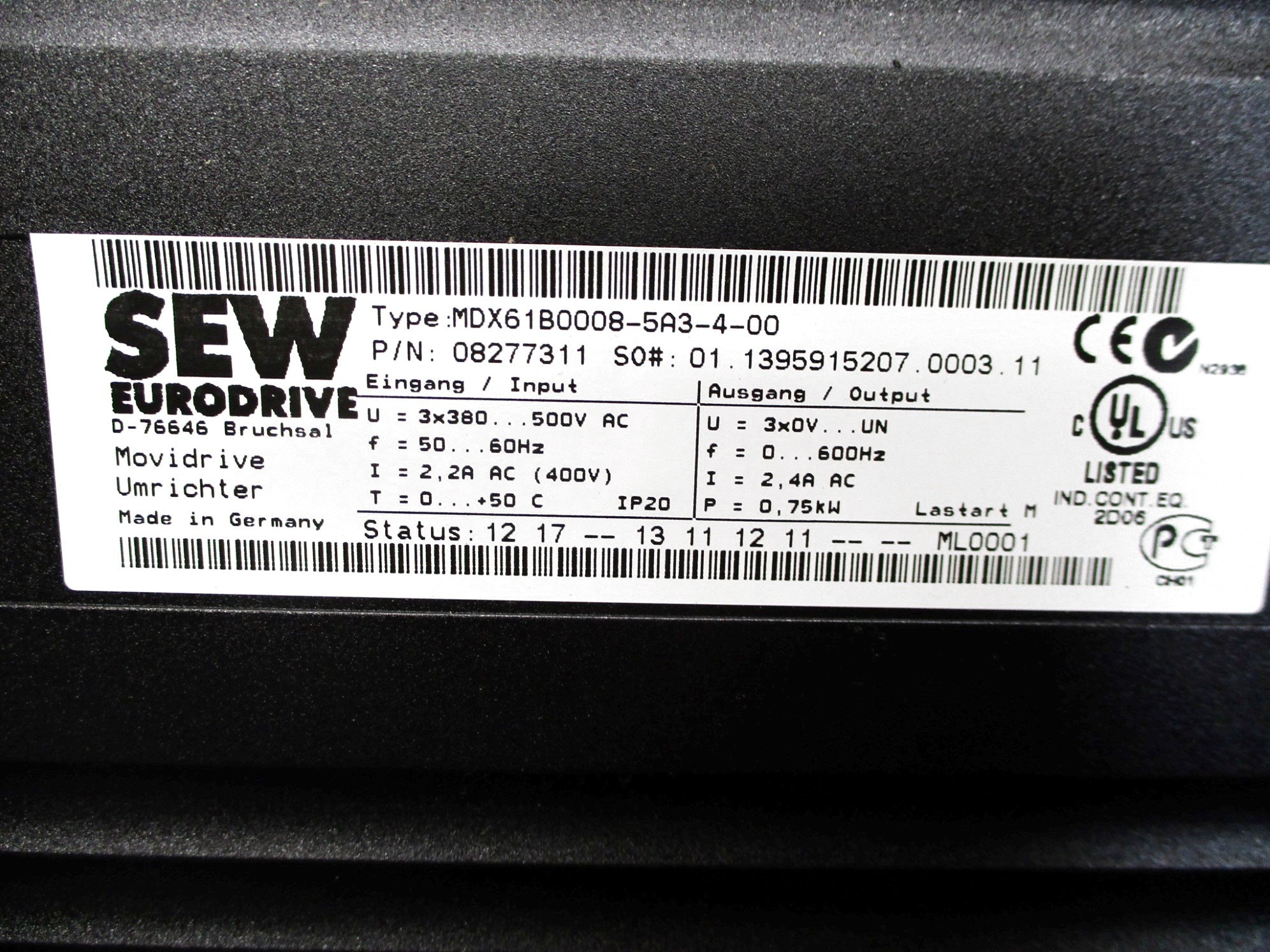 SEW EURODRIVE MDX61B0008-5A3-4-00 NSMP