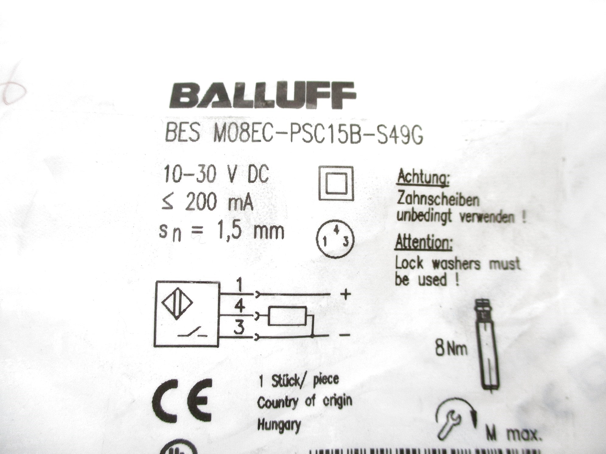 BALLUFF BES M08EC-PSC15B-S49G NSMP