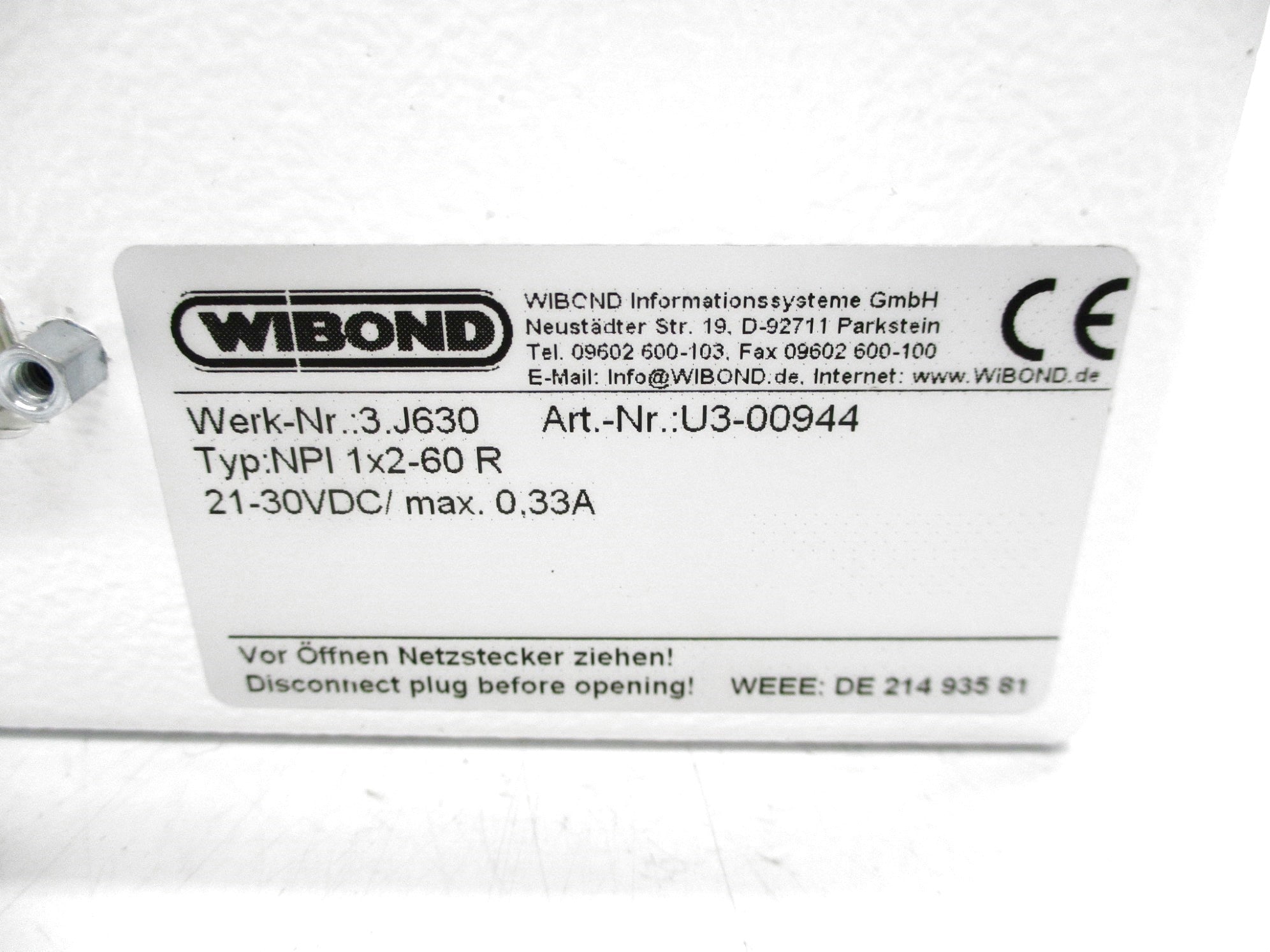 WIBOND 3.J63 U3-00944 NPI 1X2-60 R NSNP