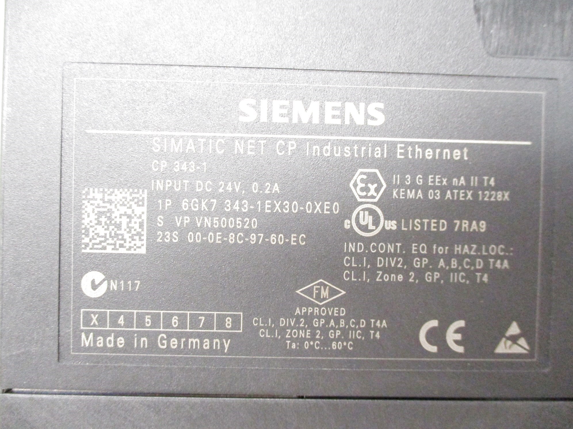 SIEMENS 6GK7343-1EX30-0XE0 24VDC 0.2A NSMP