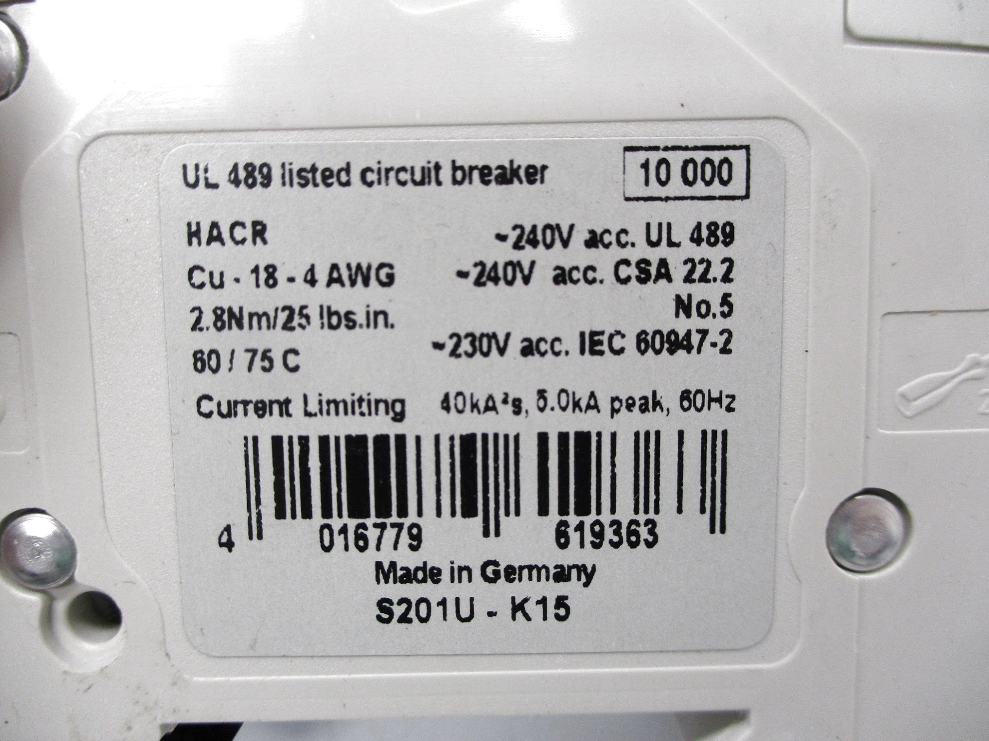 ABB S201UK15 15A 240V NSNP