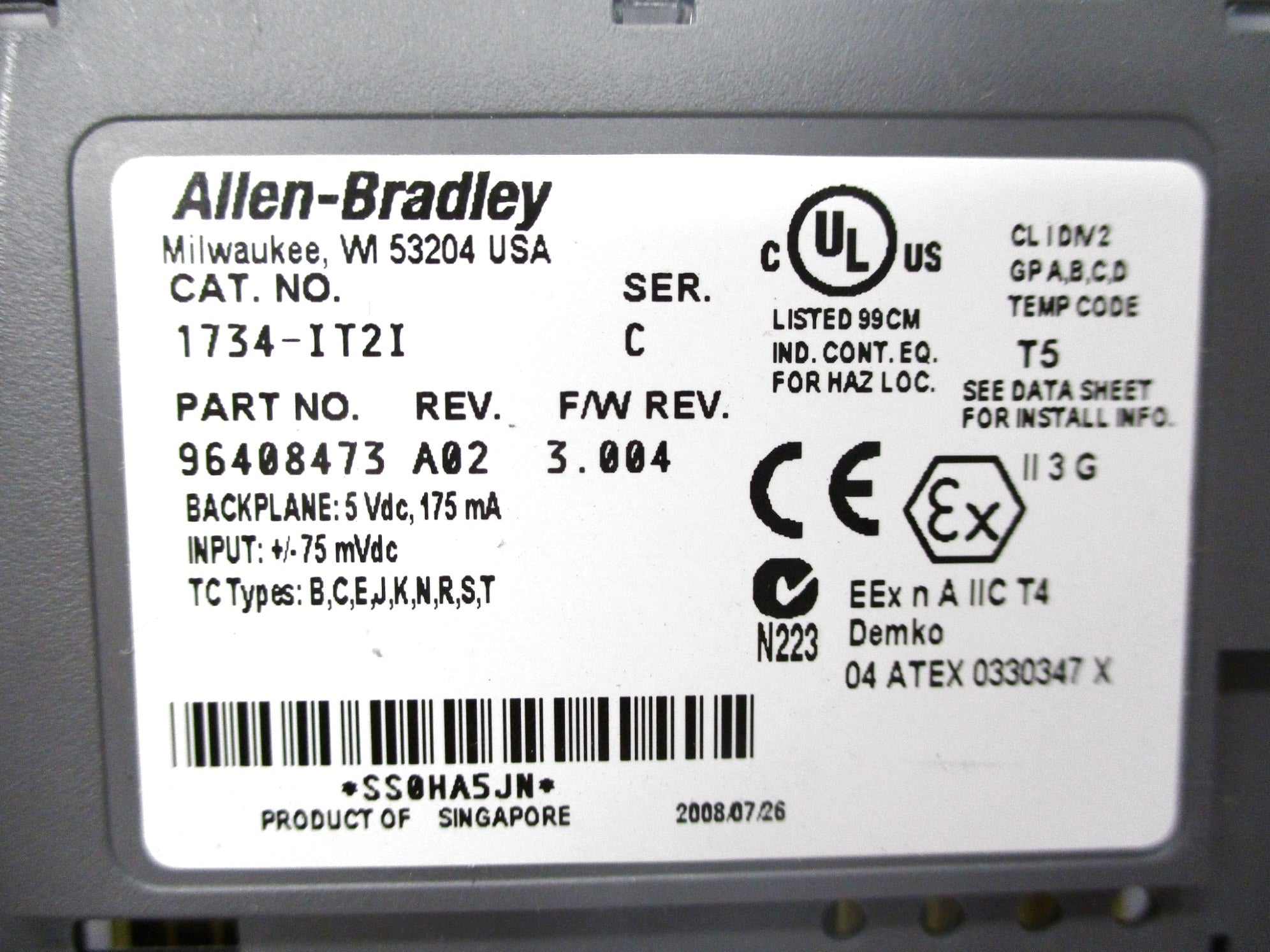 ALLEN BRADLEY 1734-IT2I SER. C F/W 3.004 NSMP
