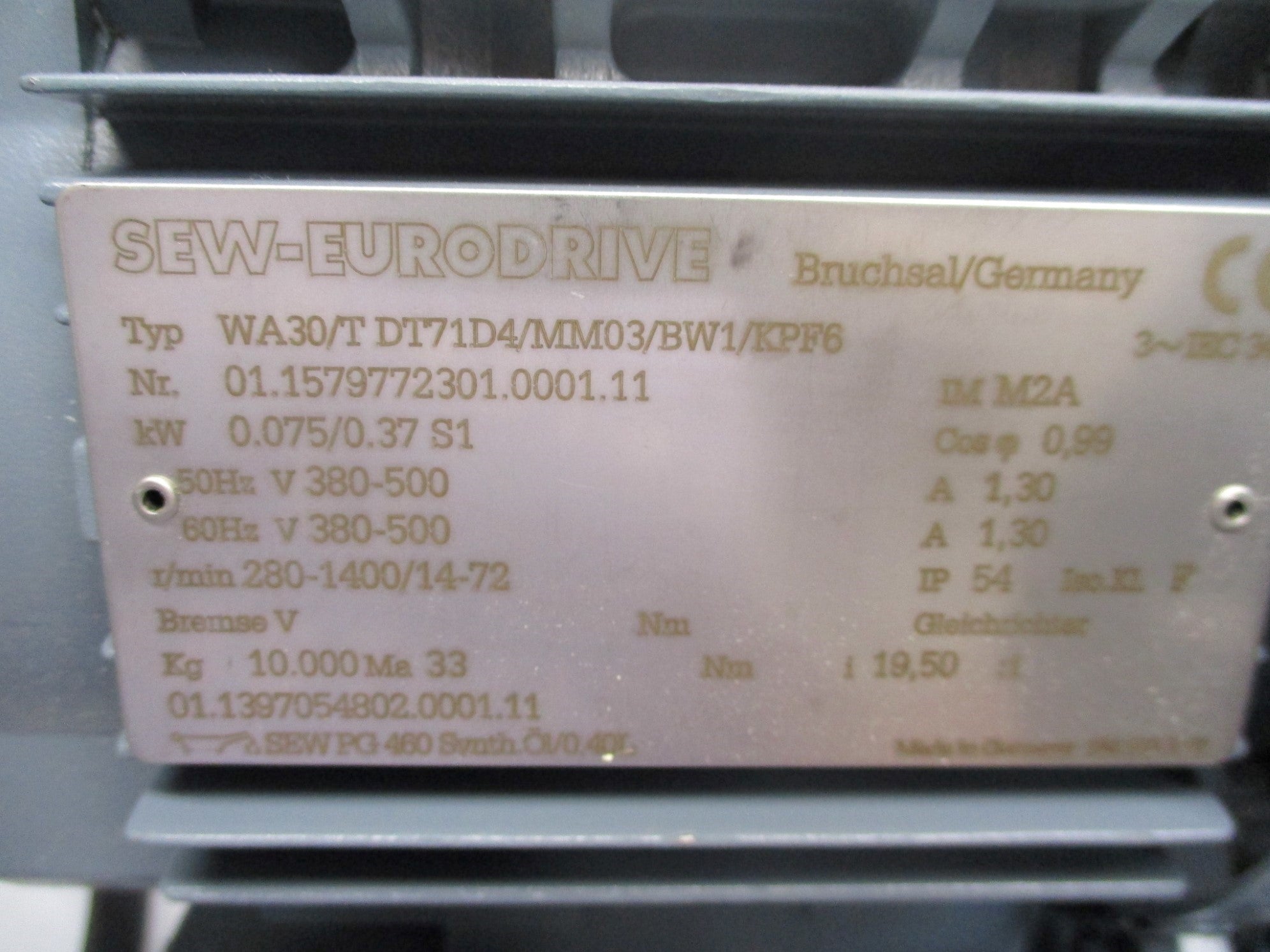 SEW EURODRIVE WA30/TDT71D4/MM03/BW1/KPF6 NSMP
