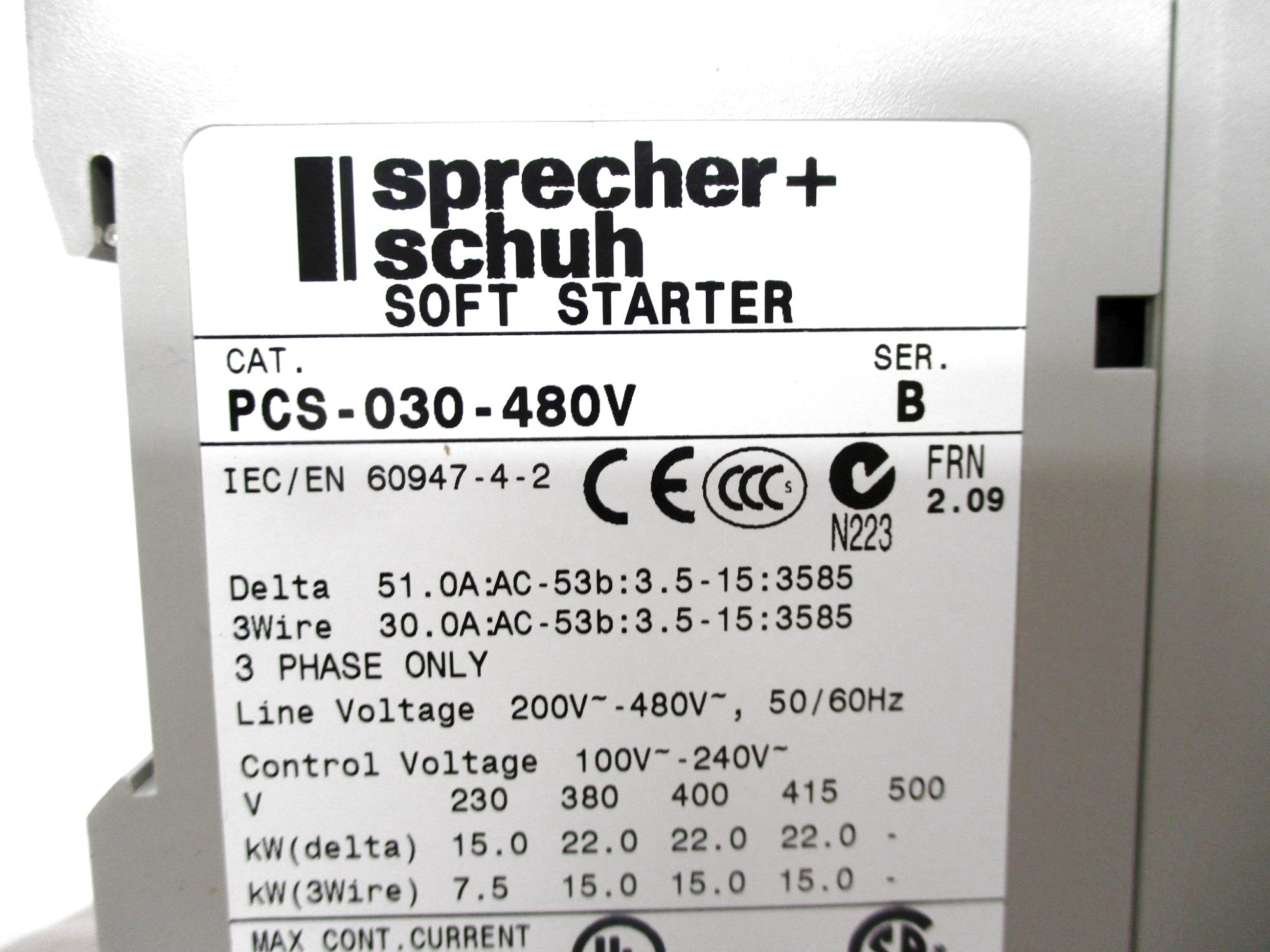 SPRECHNER+SCHUH PCS-030-480V SER. B FRN: 2.09 NSMP