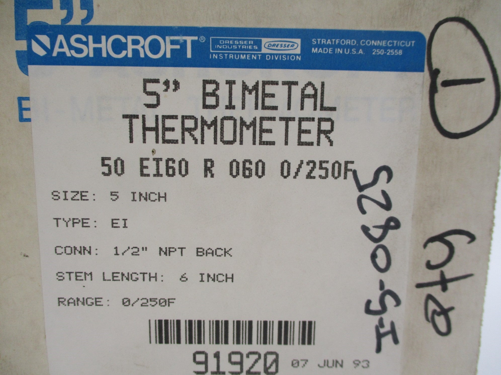 ASHCROFT 50EI60R060 (AS PICTURED) NSMP