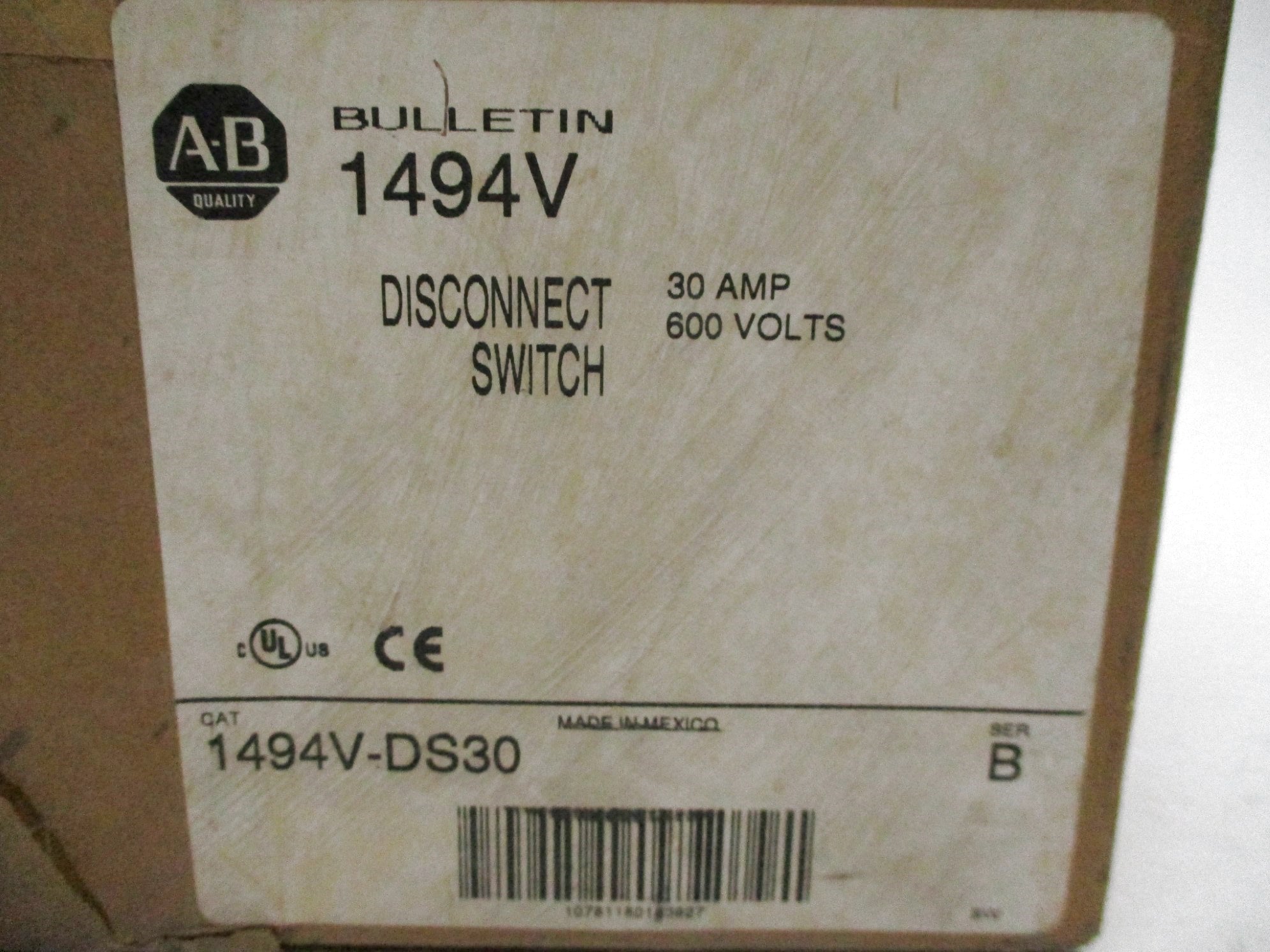 ALLEN BRADLEY 1494V-DS30 SER. B (BR/WH) NSMP