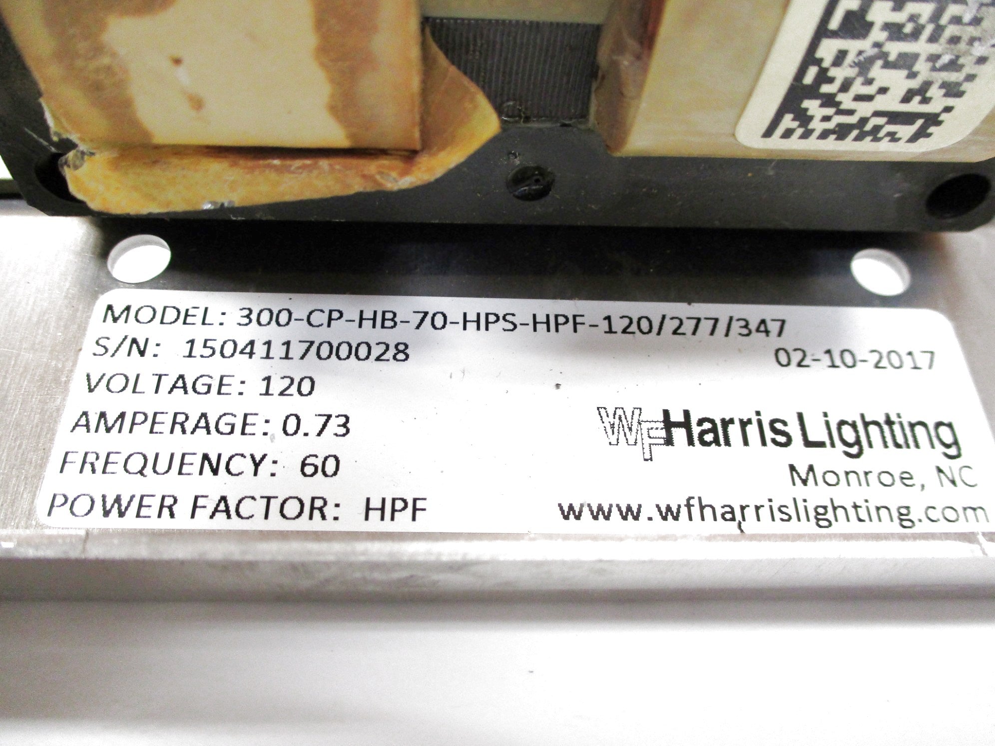 WF HARRIS LIGHTING 300-CP-HB-70-HPS-HPF-120/277/347 (NO BULB) NSMP