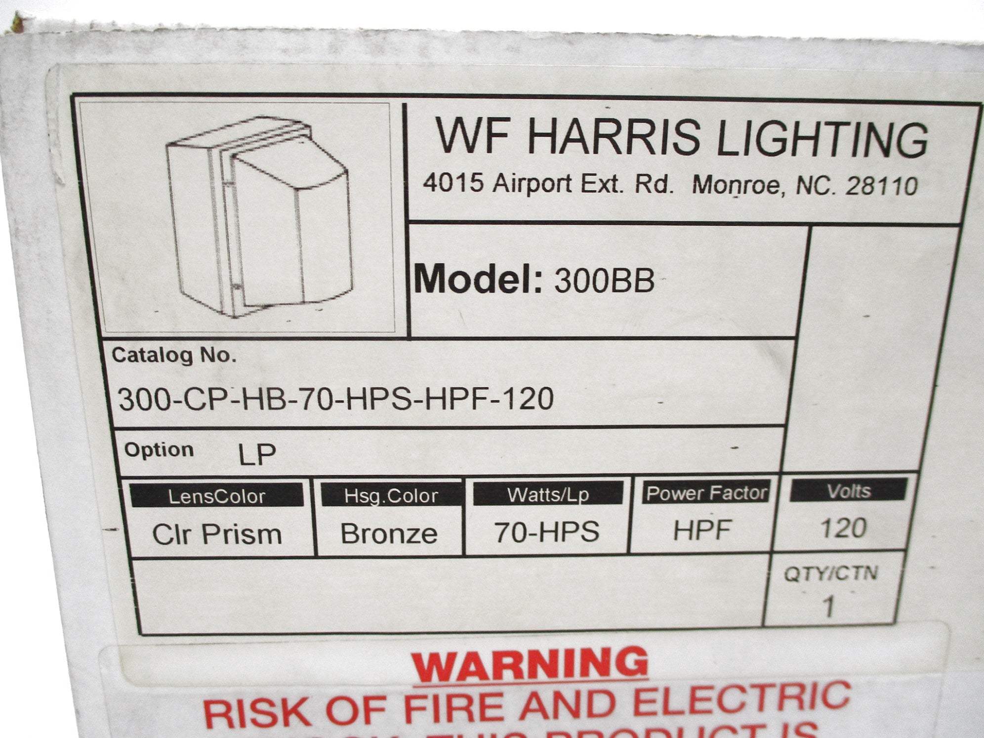 WF HARRIS LIGHTING 300-CP-HB-70-HPS-HPF-120 NSMP
