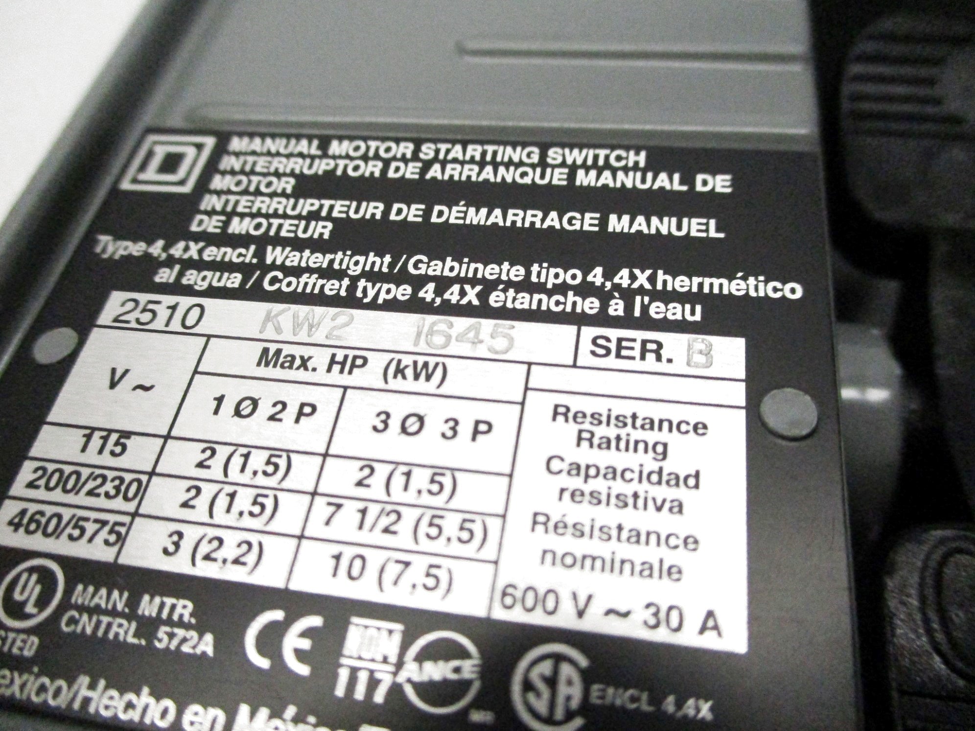 SQUARE D 3105752952 2510KW2 SER. B NSMP