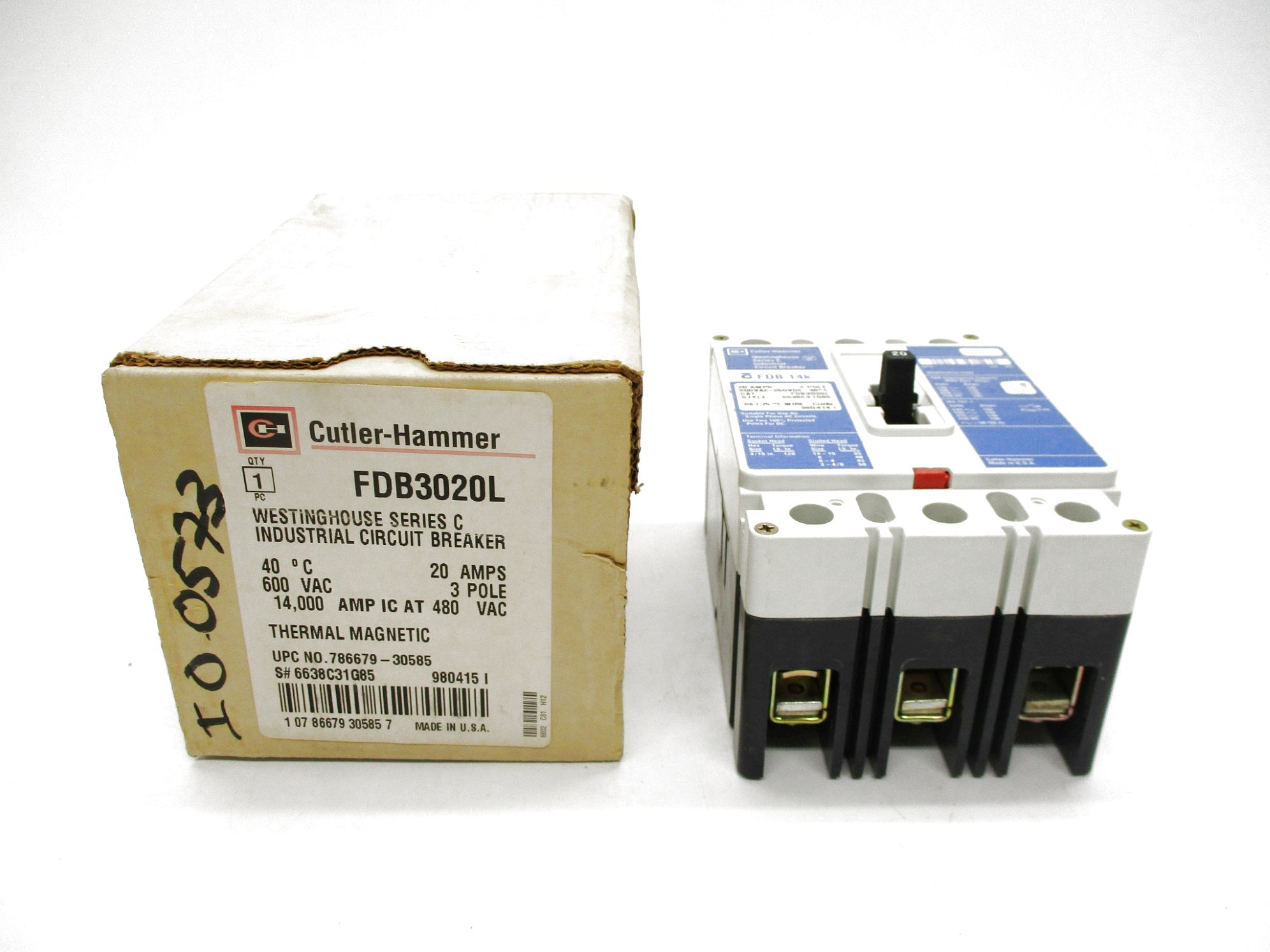 CUTLER HAMMER FDB3020L 20A 480VAC SER C (BLUE) NSMP