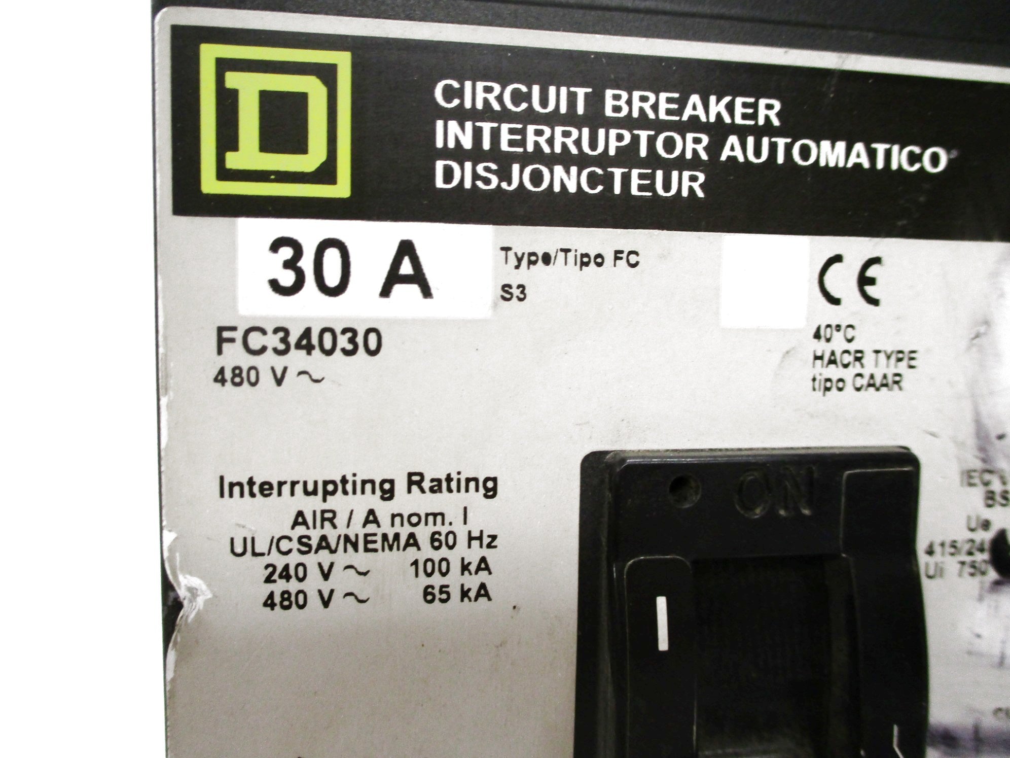 SQUARE D FC34030 30A 480V (GREY) UNMP