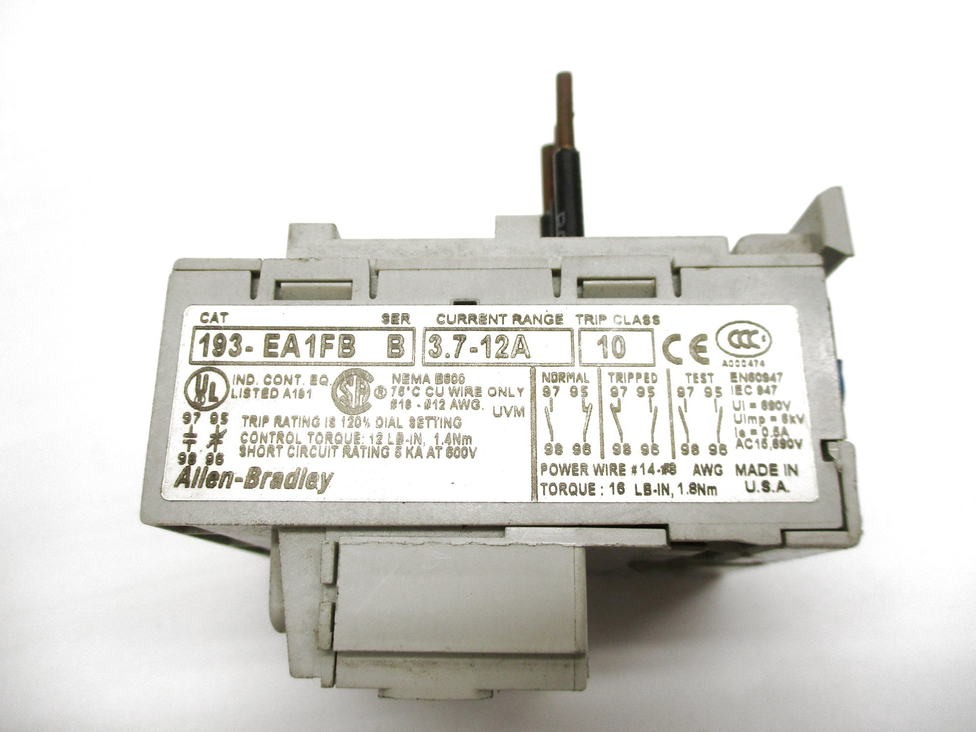ALLEN BRADLEY 193-EA1FB SER. B 600V 3.7-12A UNMP