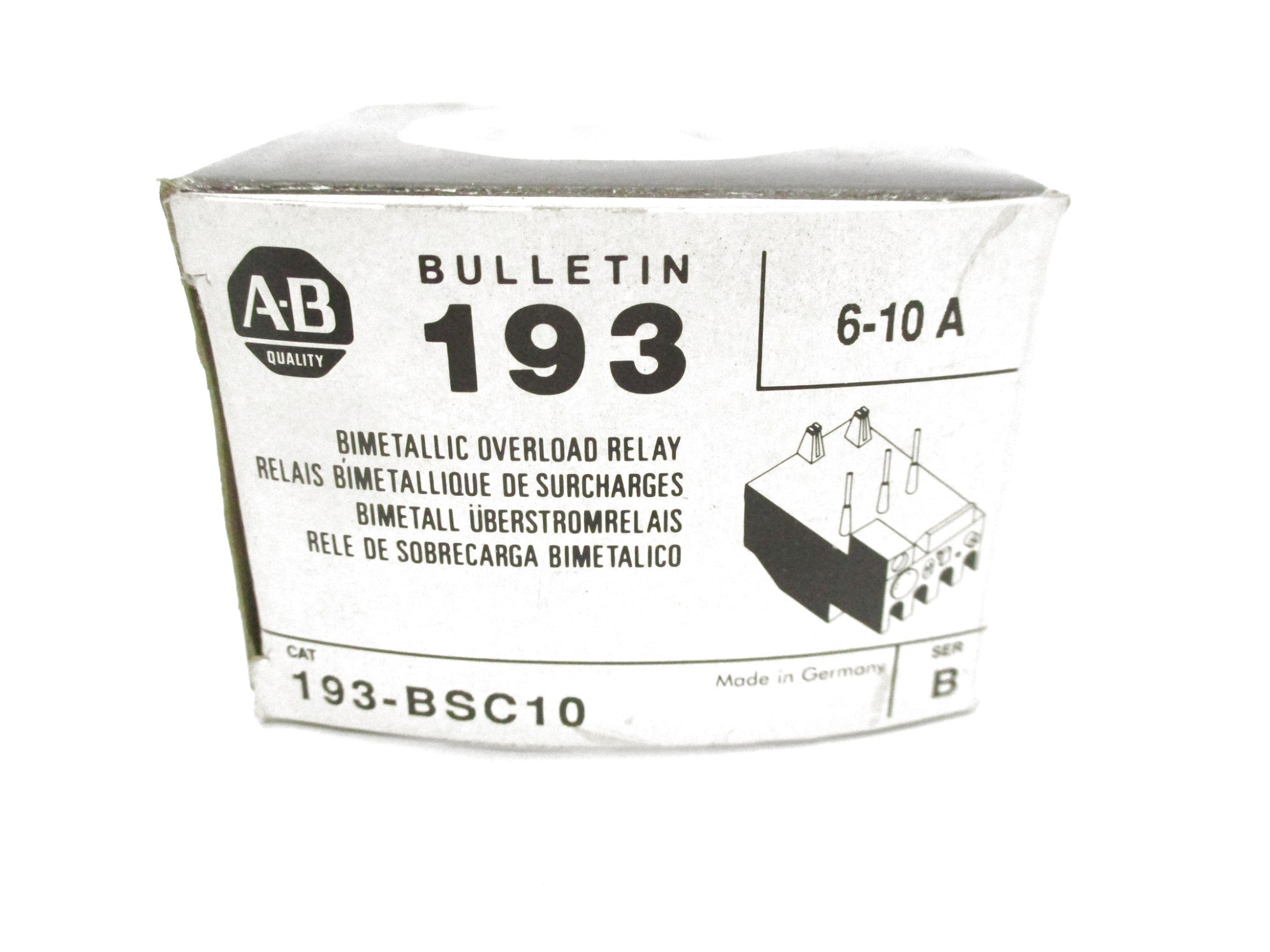 ALLEN BRADLEY 193-BSC10 SER. B 600V 6.0-10A (BK/YL) NSMP