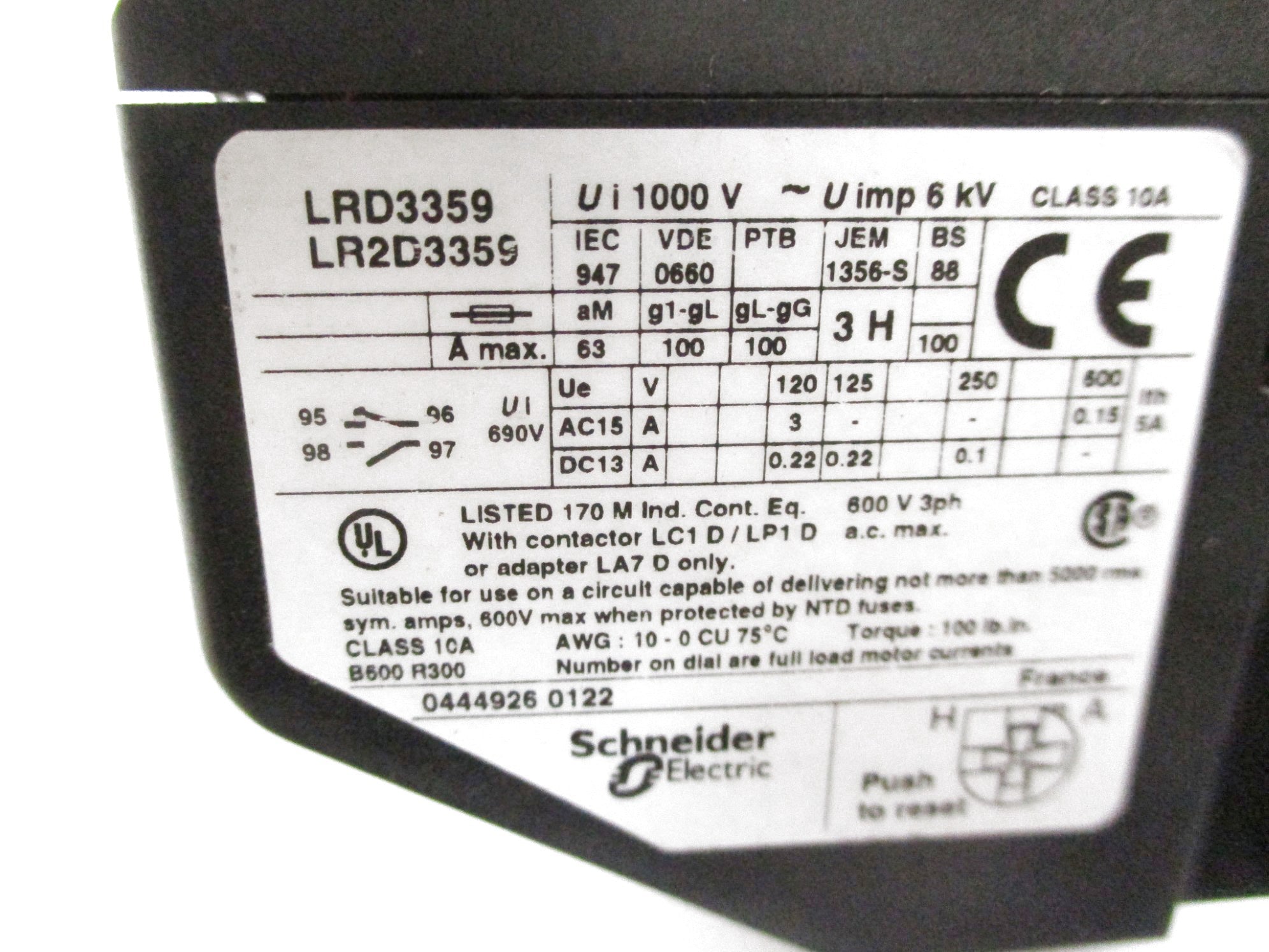 TELEMECANIWQUE LRD3359 48-65A UNMP