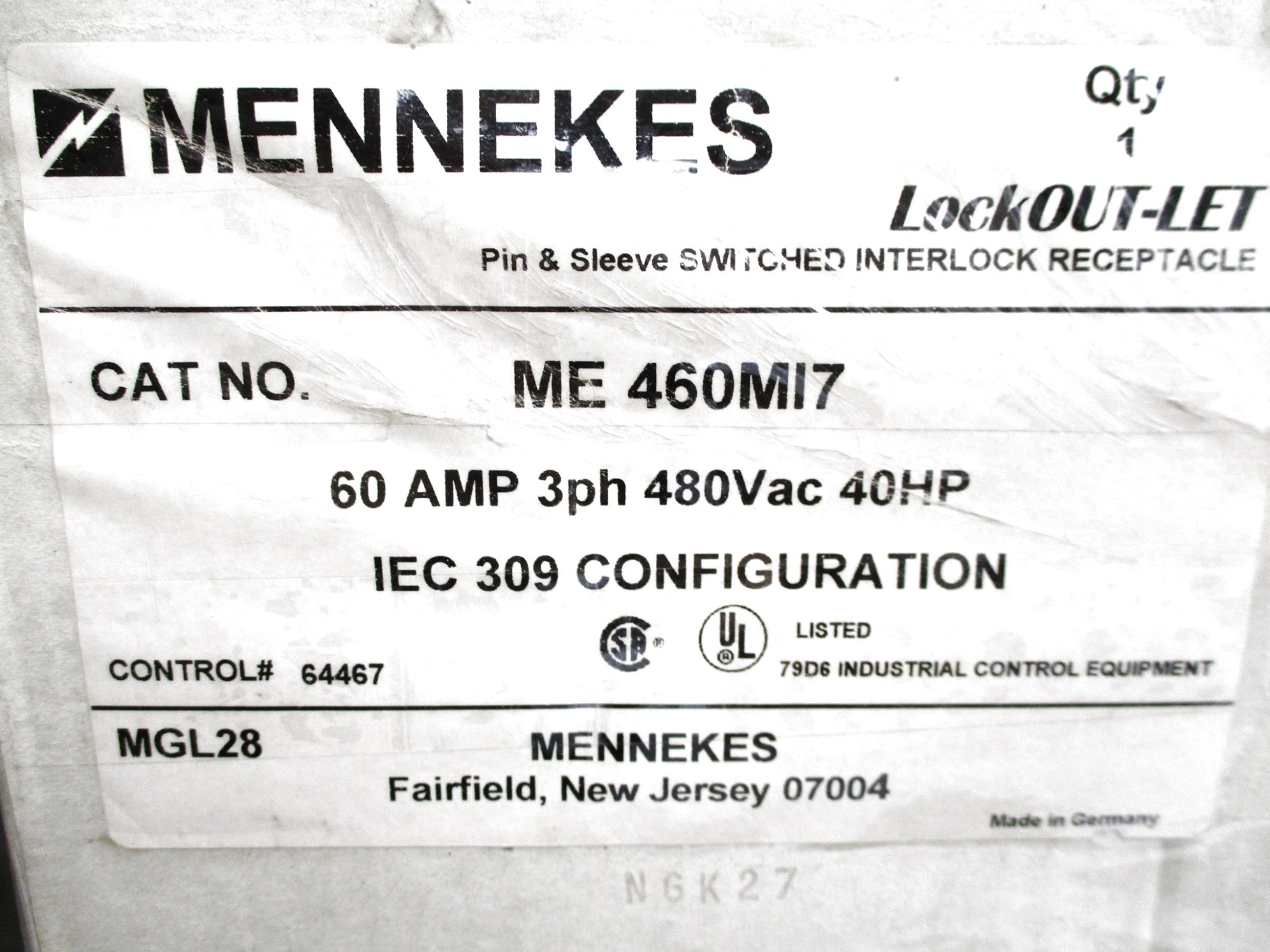 MENNEKES ME460MI7 480VAC 60A NSMP