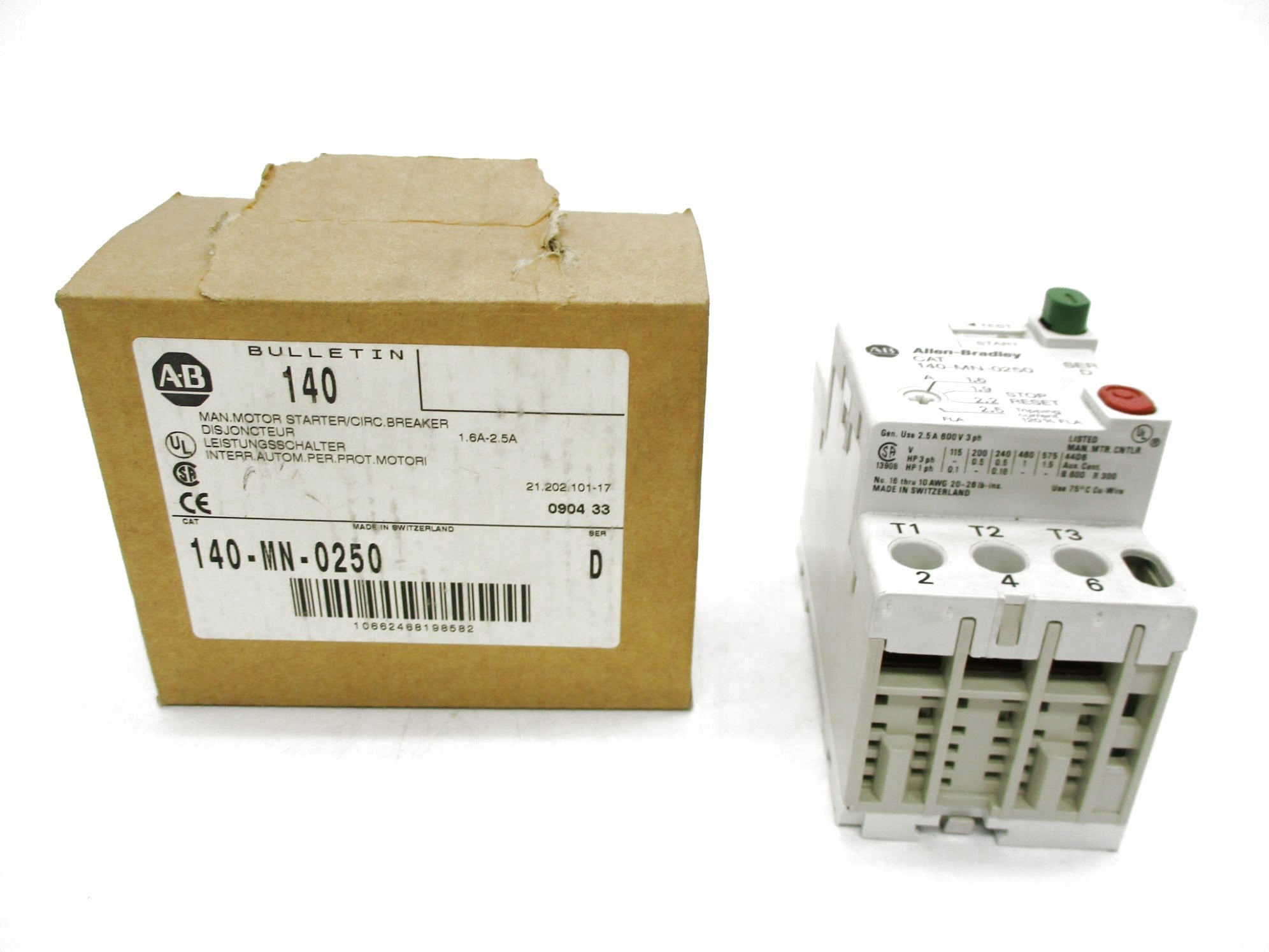 ALLEN BRADLEY 140-MN-0250 SER. D 1.6-2.5A NSMP