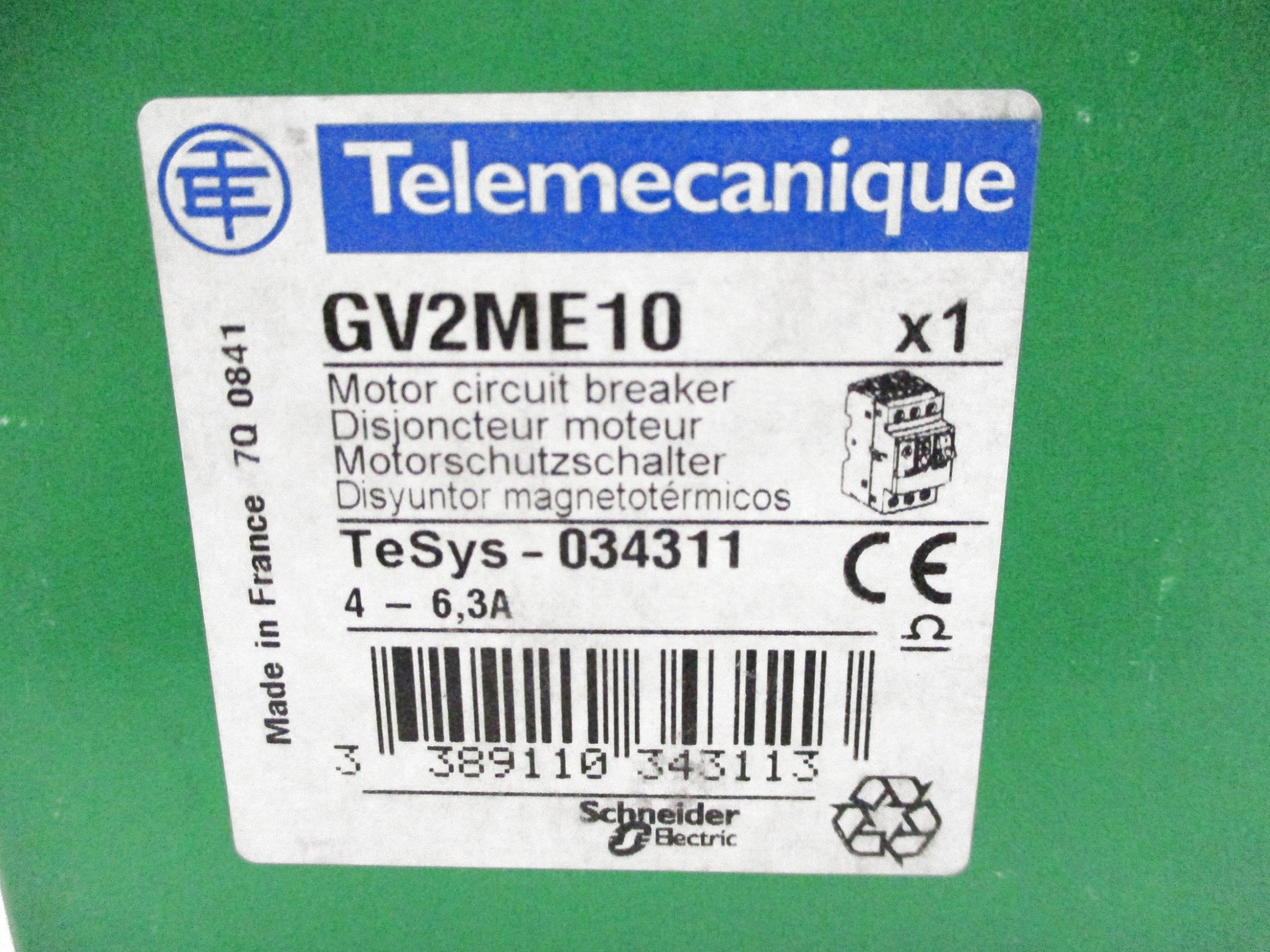 TELEMECANIQUE GV2ME10 4-6.3A NSFS