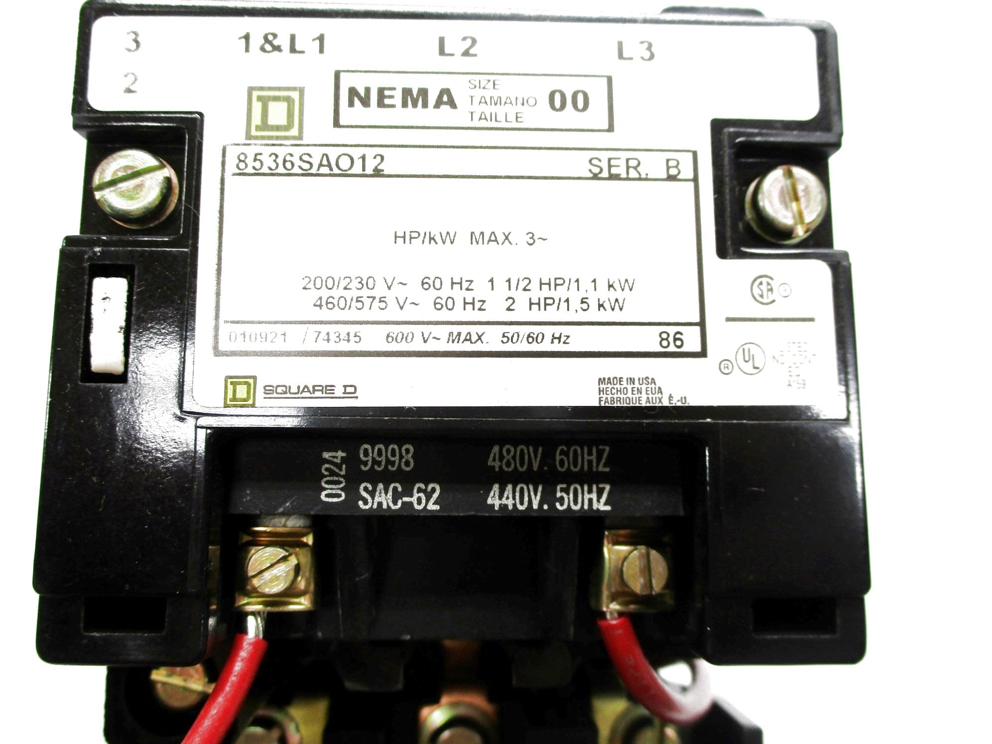 SQUARE D 8536SAO12V06 SER. B 480V NSMP