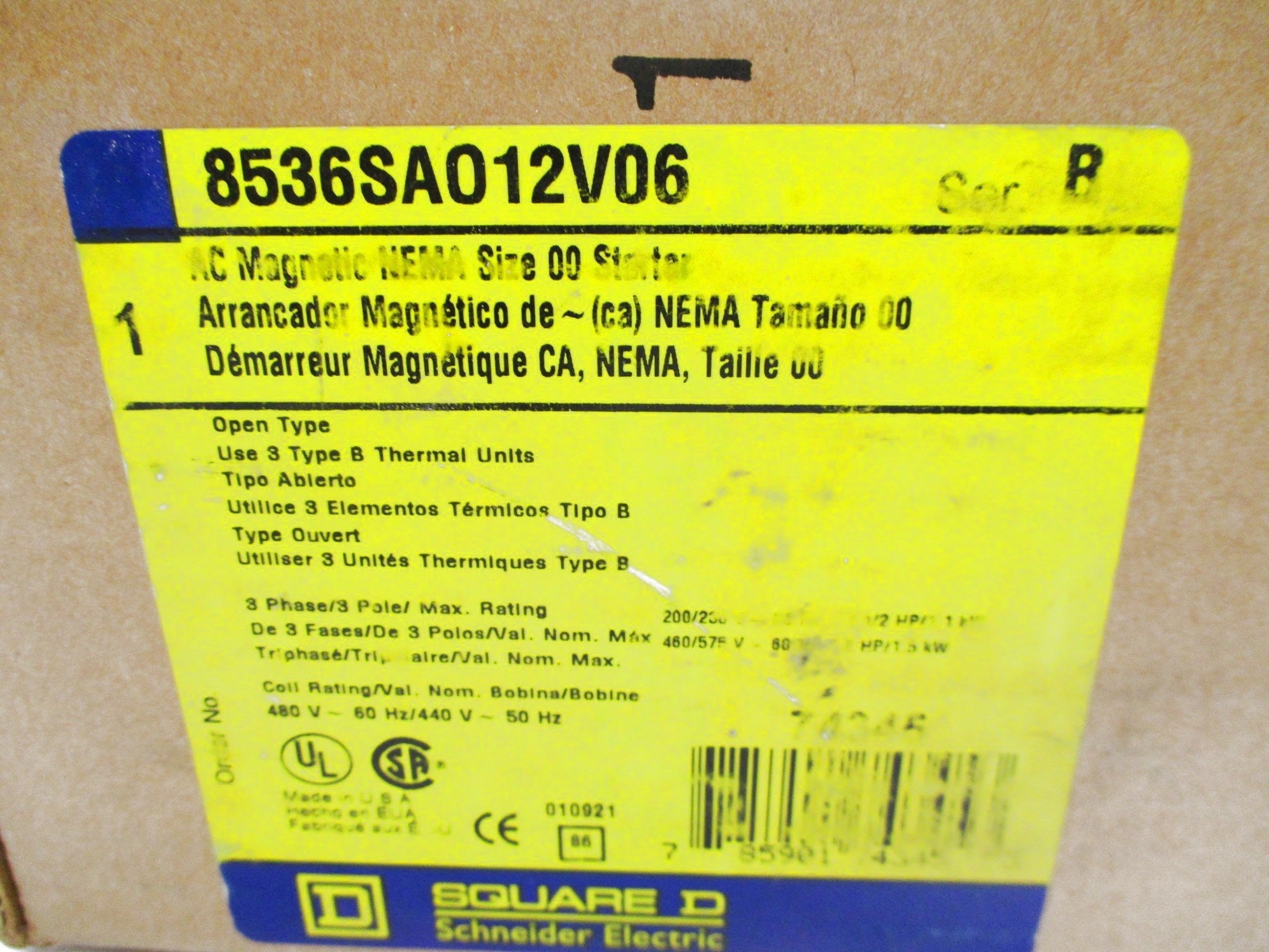 SQUARE D 8536SAO12V06 SER. B 480V NSMP