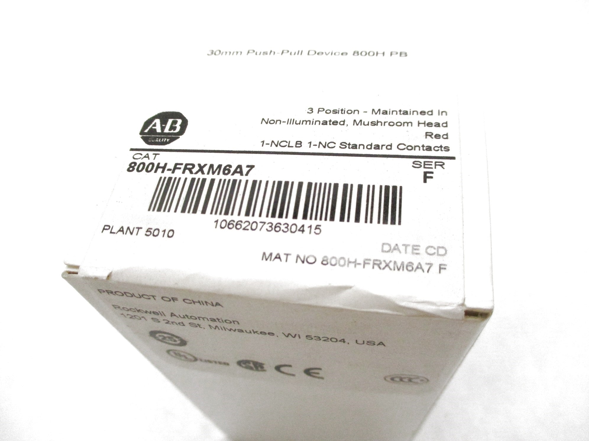 ALLEN BRADLEY 800H-FRXM6A7 SER. F (WH) NSFS