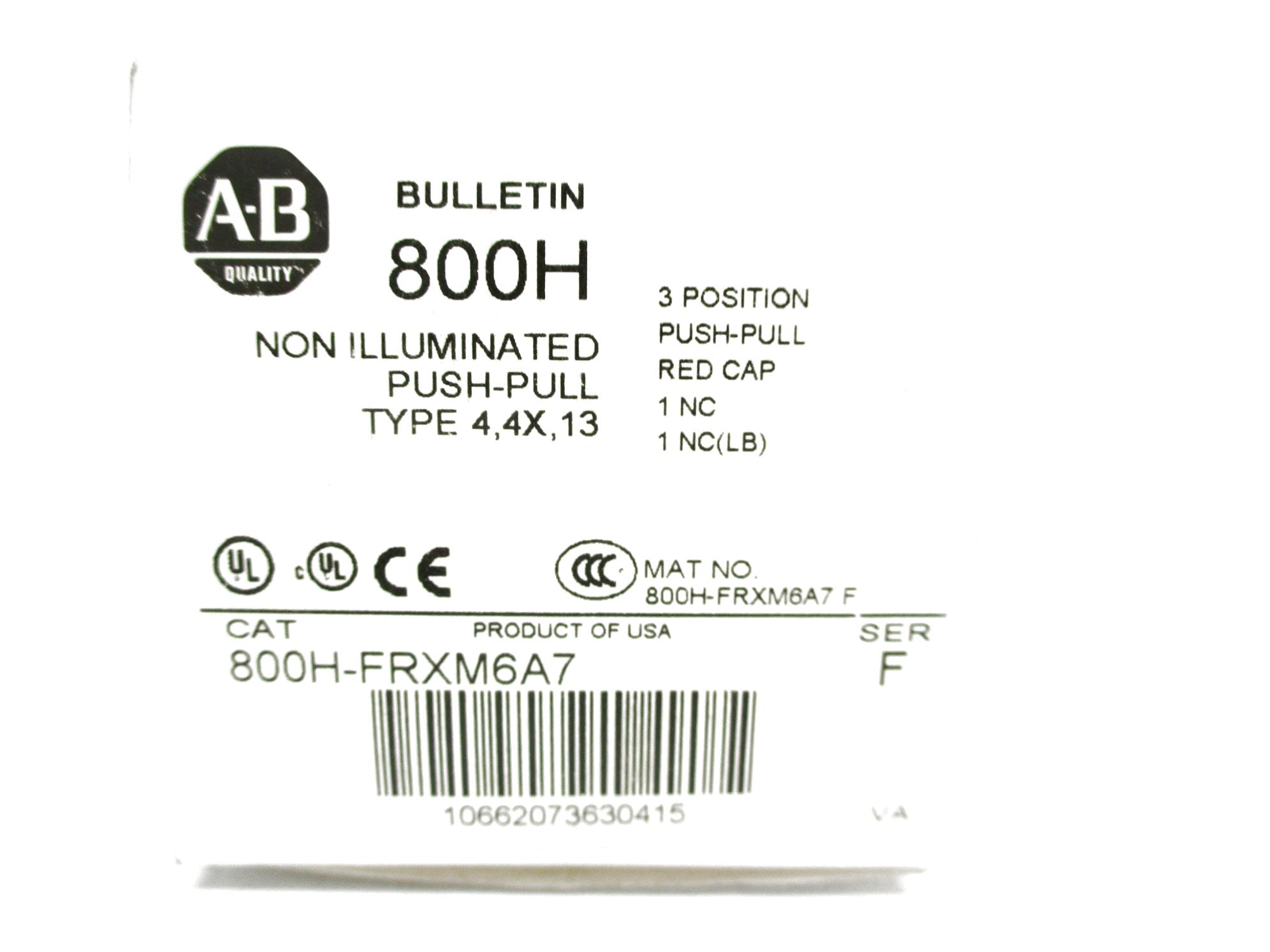 ALLEN BRADLEY 800H-FRXM6A7 SER. F (WH) NSMP