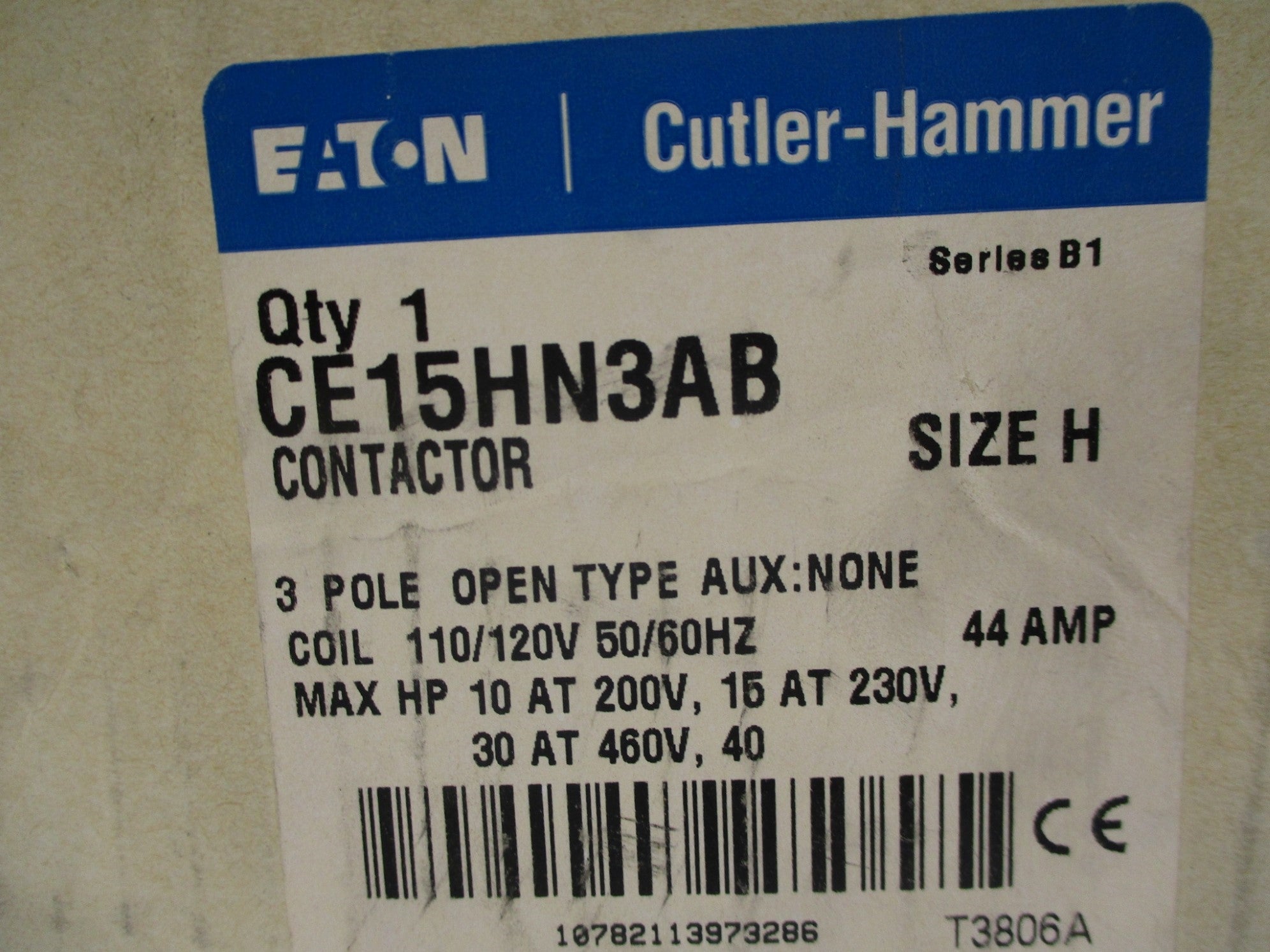 CUTLER HAMMER CE15HN3AB SER. B1 120V NSMP
