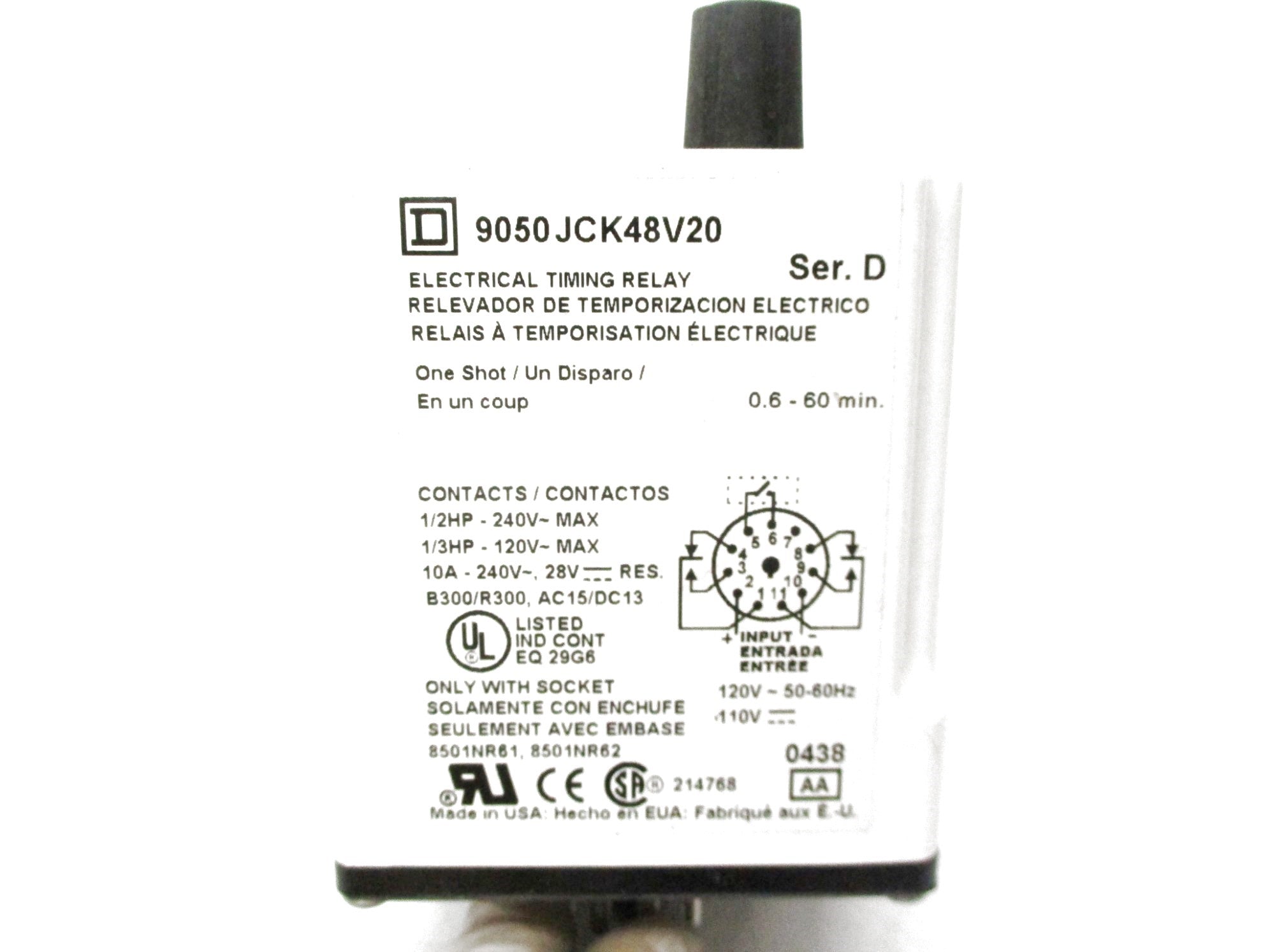 SQUARE D 9050JCK48V20 SER. D 120V NSMP