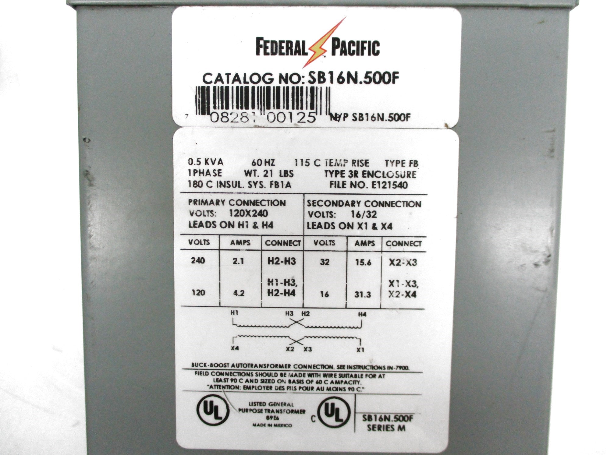 FEDERAL PACIFIC SB16N.500F (AS PICTURED) NSMP
