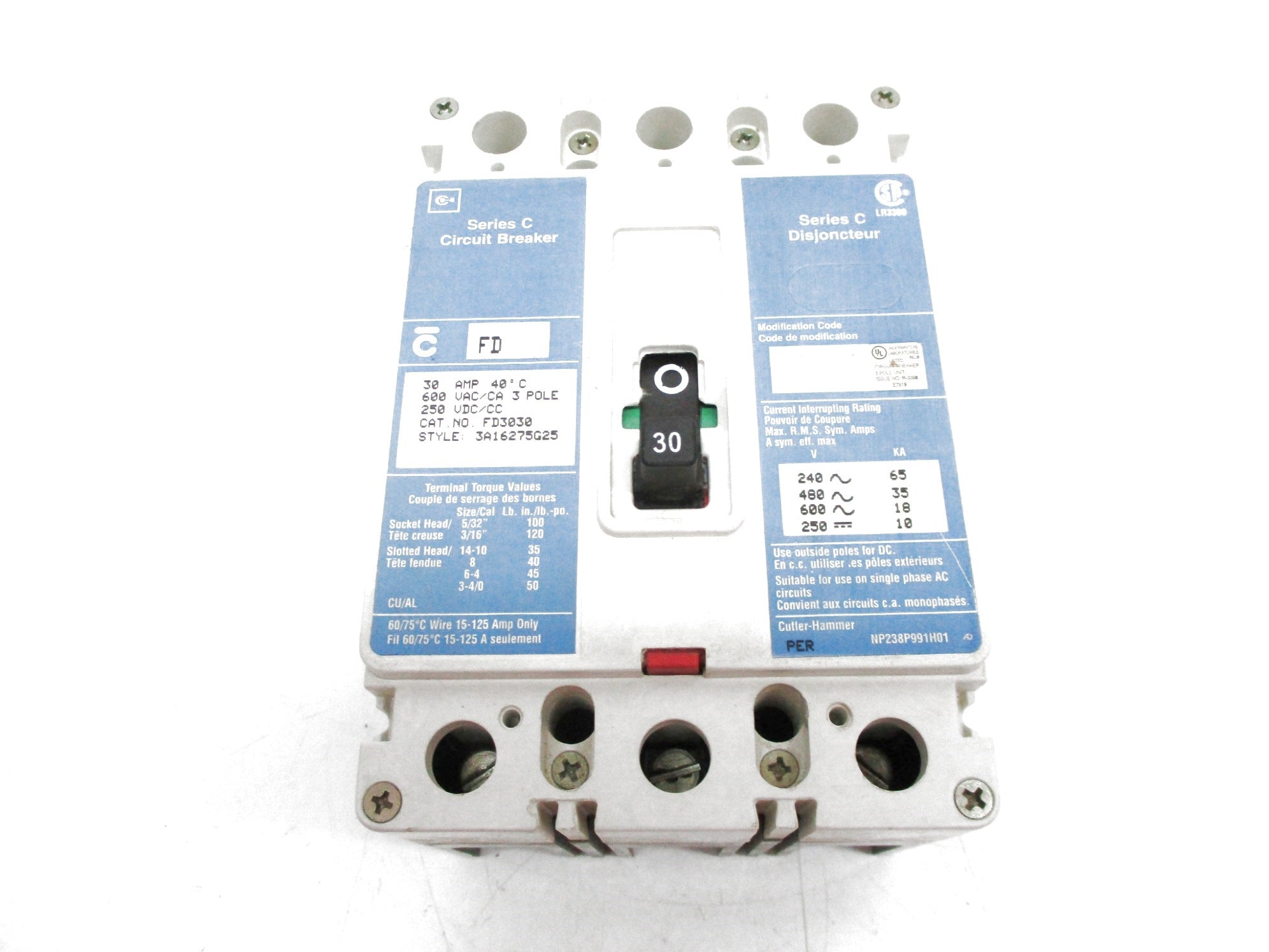 CUTLER HAMMER FD3030 SER. C 30A 250VDC/600VAC (BLUE) UNMP