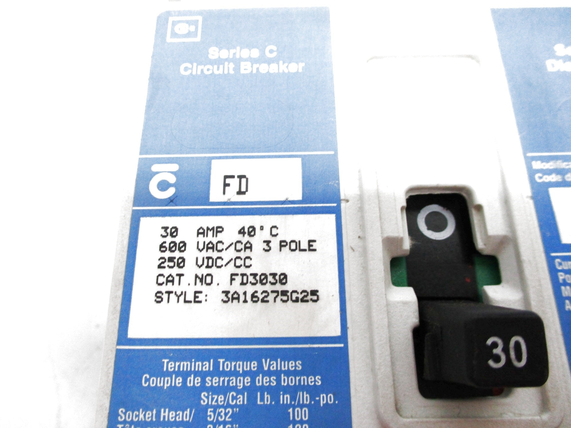 CUTLER HAMMER FD3030 SER. C 30A 250VDC/600VAC (BLUE) UNMP