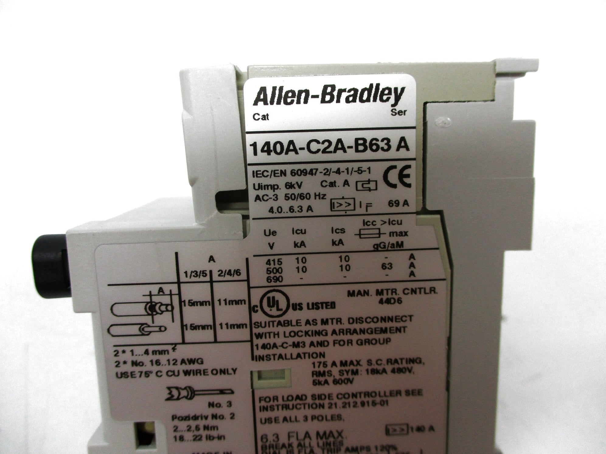 ALLEN BRADLEY 140A-C2A-B63 SER. A 4.0-6.3A (BR/WH) NSMP